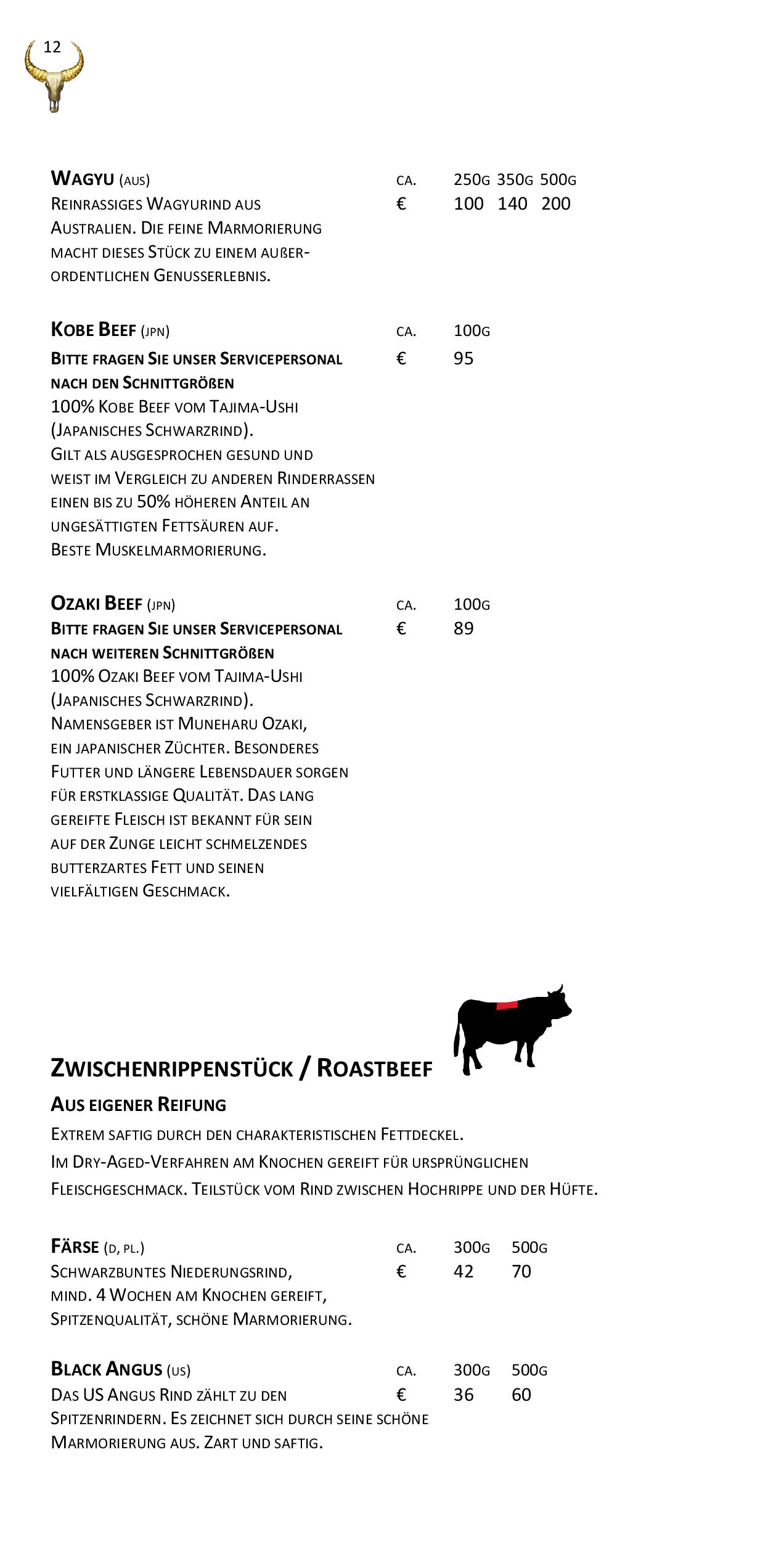 Speisekarte Goldhorn Beefclub in Berlin, Seite 12