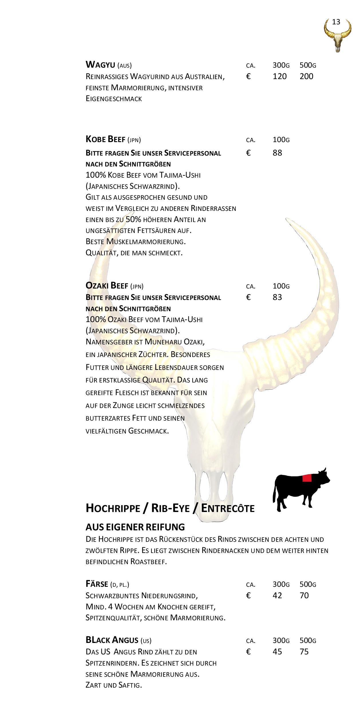 Speisekarte Goldhorn Beefclub in Berlin, Seite 13