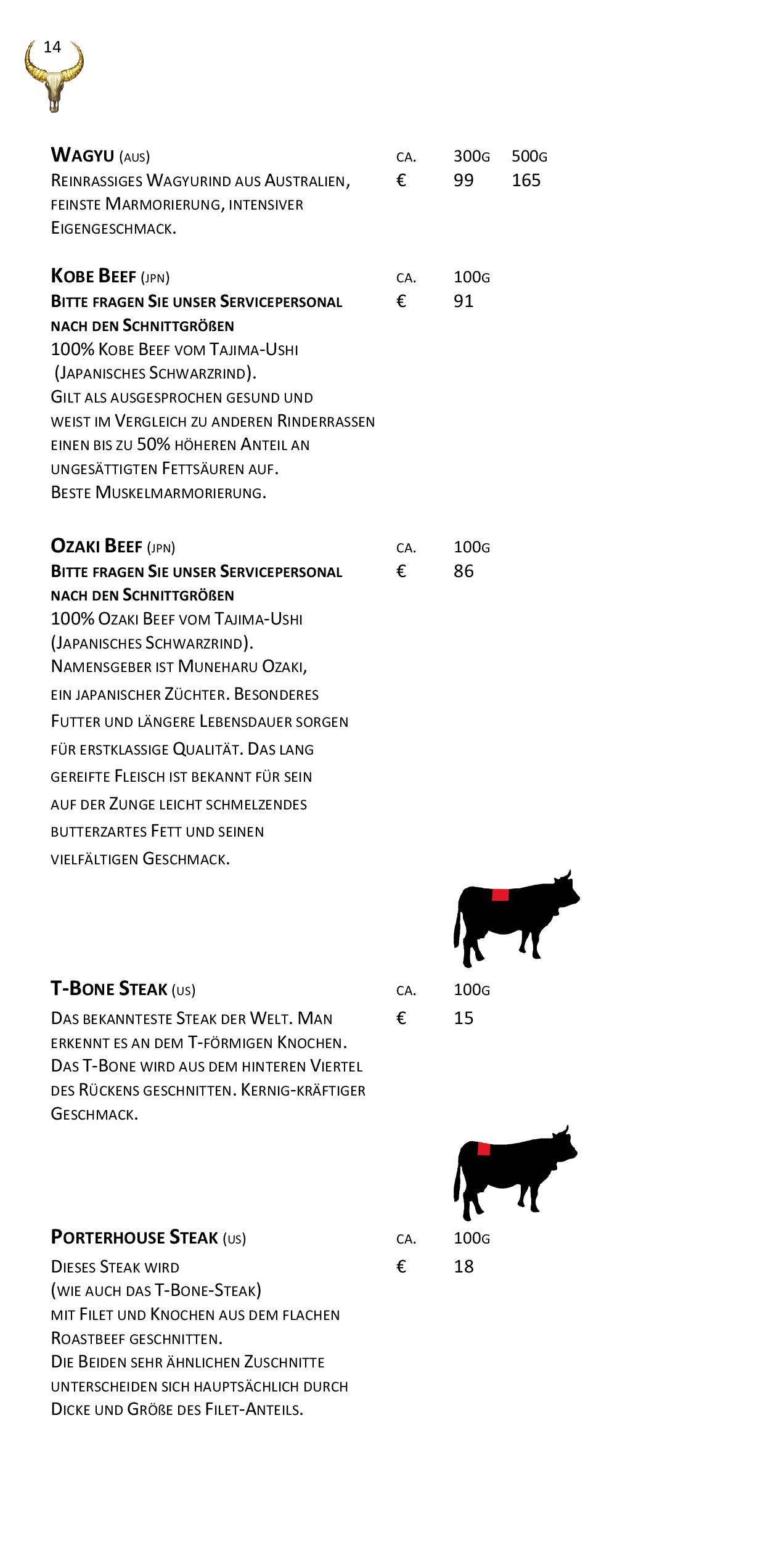 Speisekarte Goldhorn Beefclub in Berlin, Seite 14