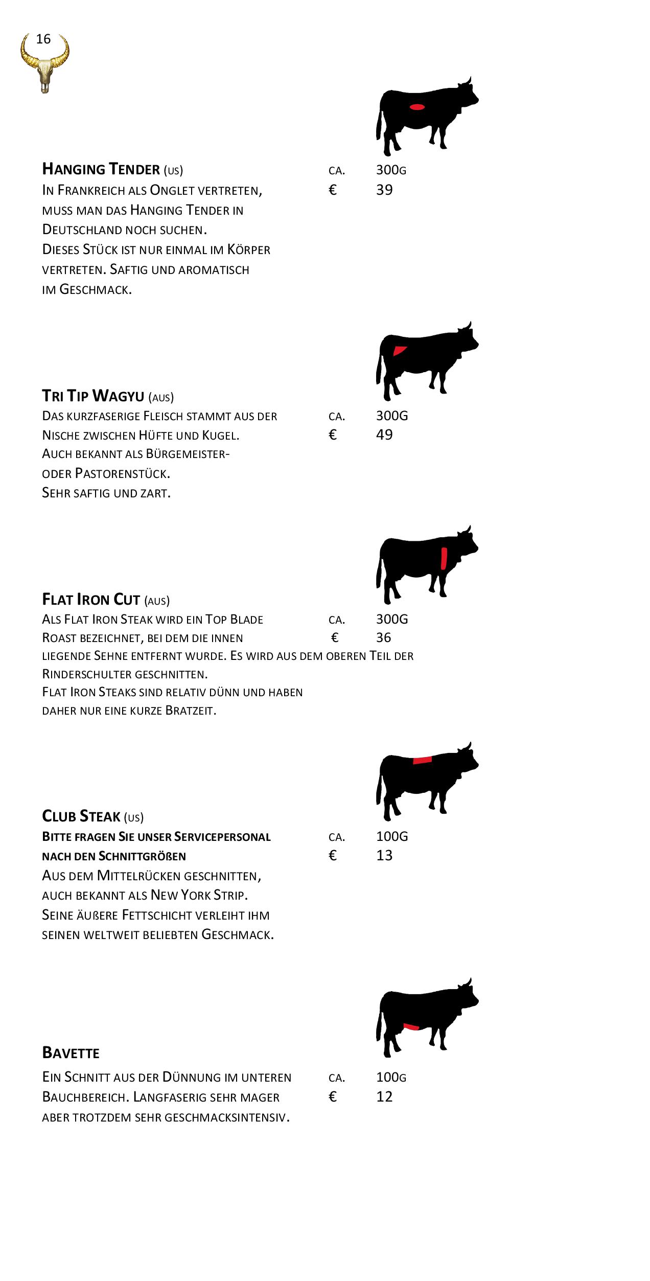 Speisekarte Goldhorn Beefclub in Berlin, Seite 16