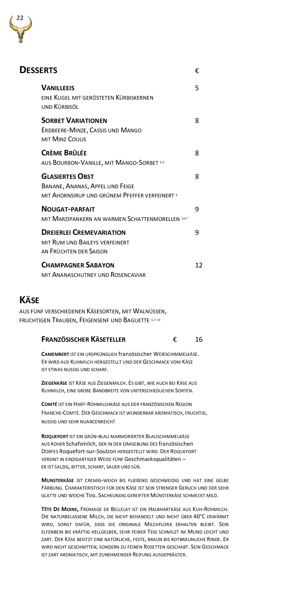 Speisekarte Goldhorn Beefclub in Berlin, Seite 22