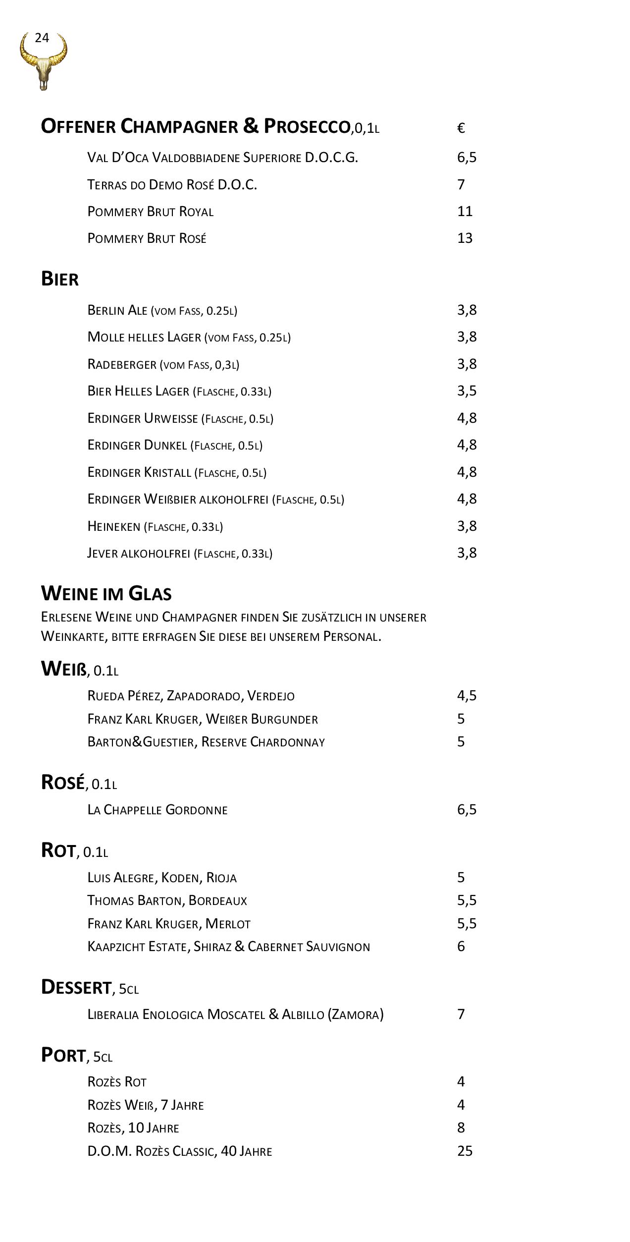 Speisekarte Goldhorn Beefclub in Berlin, Seite 24