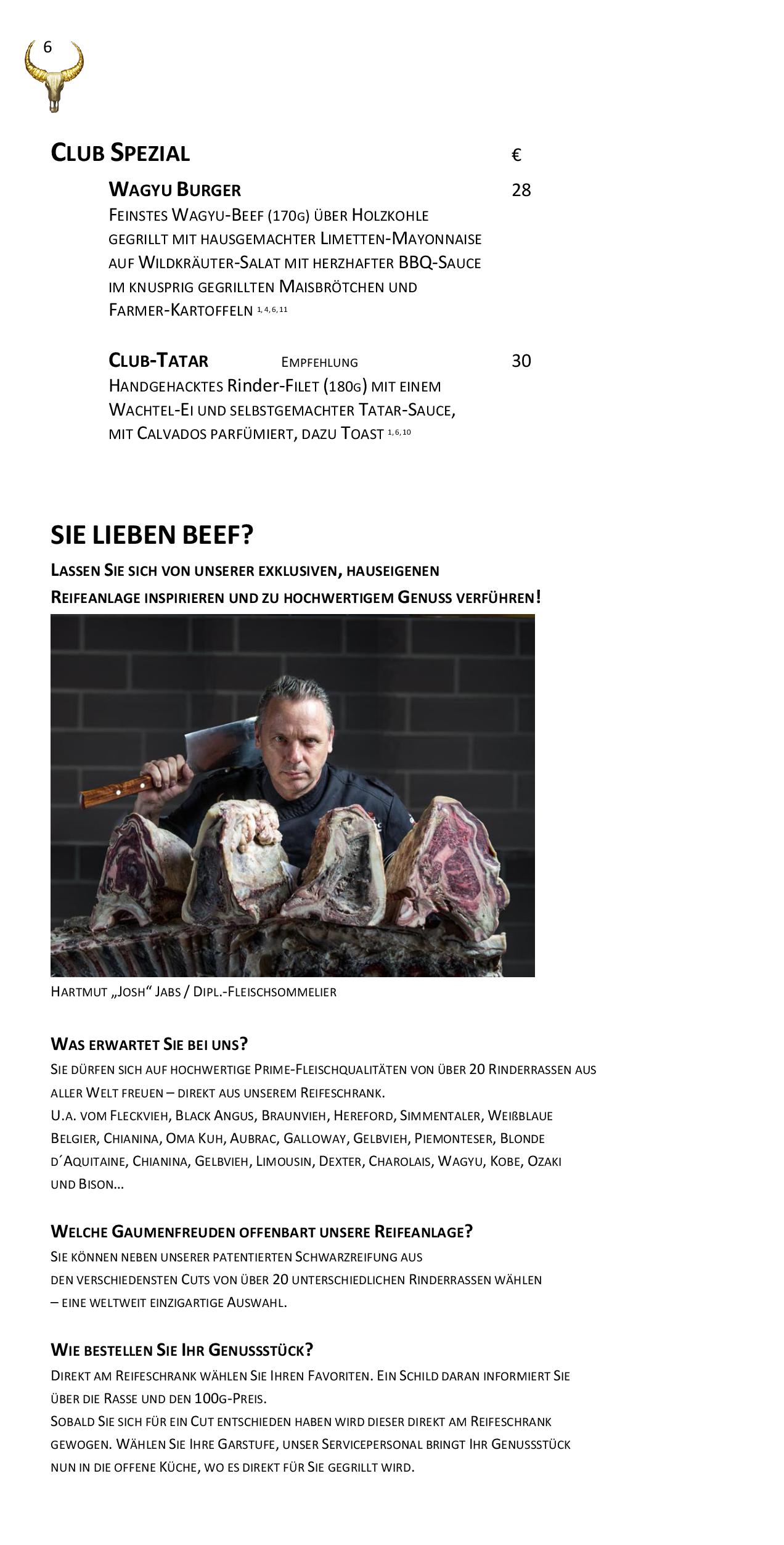 Speisekarte Goldhorn Beefclub in Berlin, Seite 6