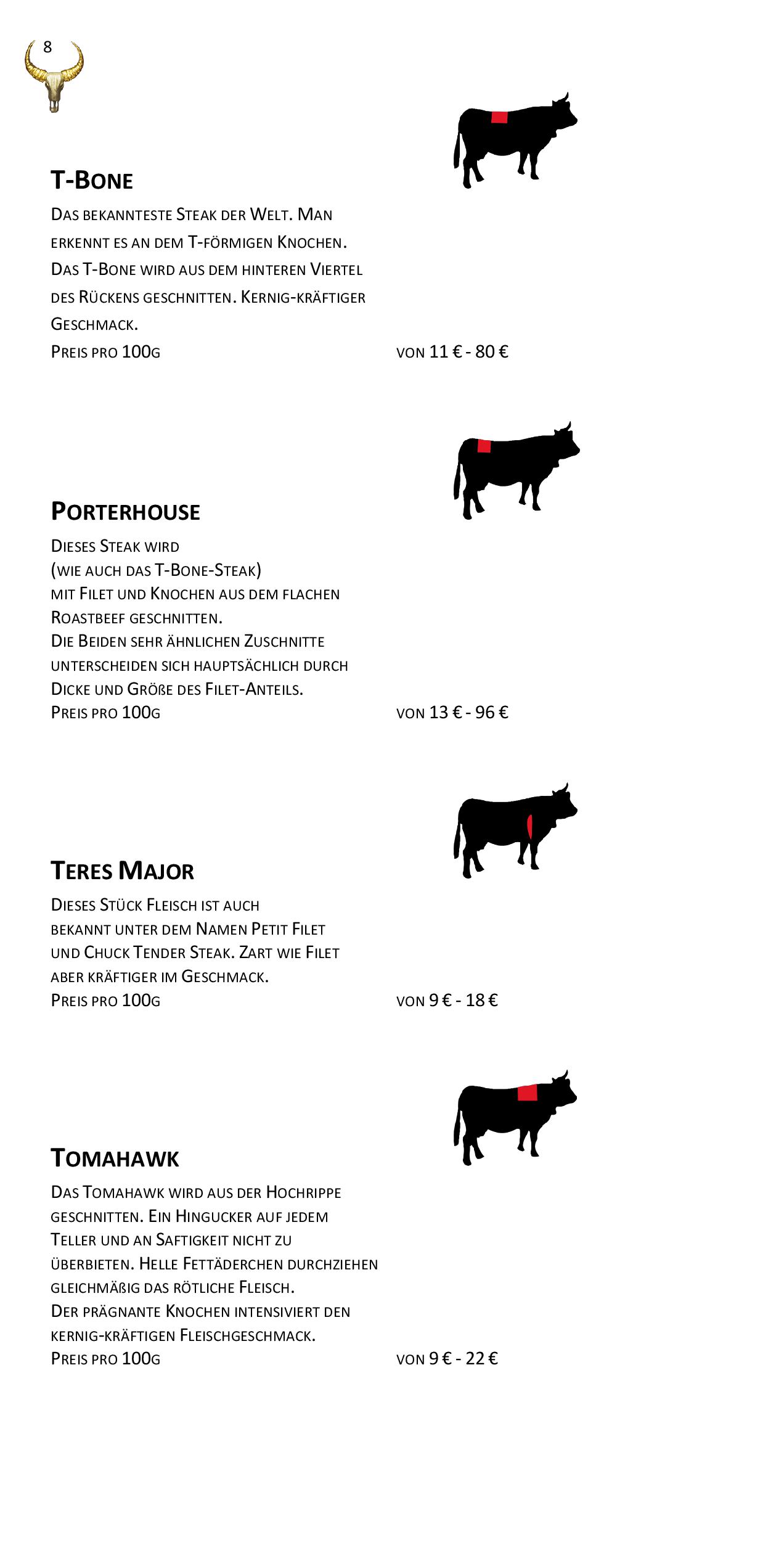 Speisekarte Goldhorn Beefclub in Berlin, Seite 8