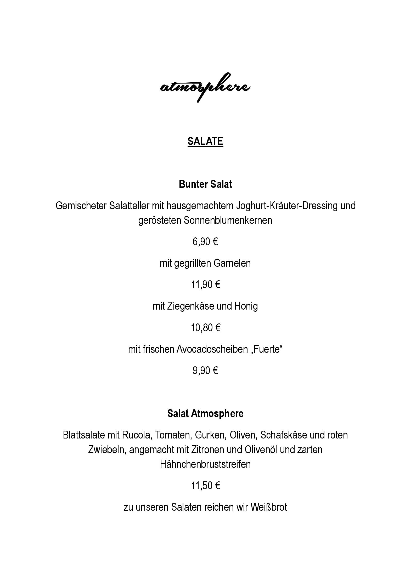Speisekarte Atmosphere in Braunschweig, Seite 3