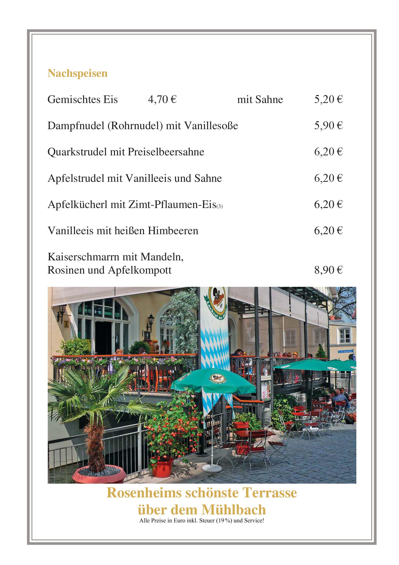 Speisekarte Wirtshaus 'Zum Johann Auer' in Rosenheim, Seite 4