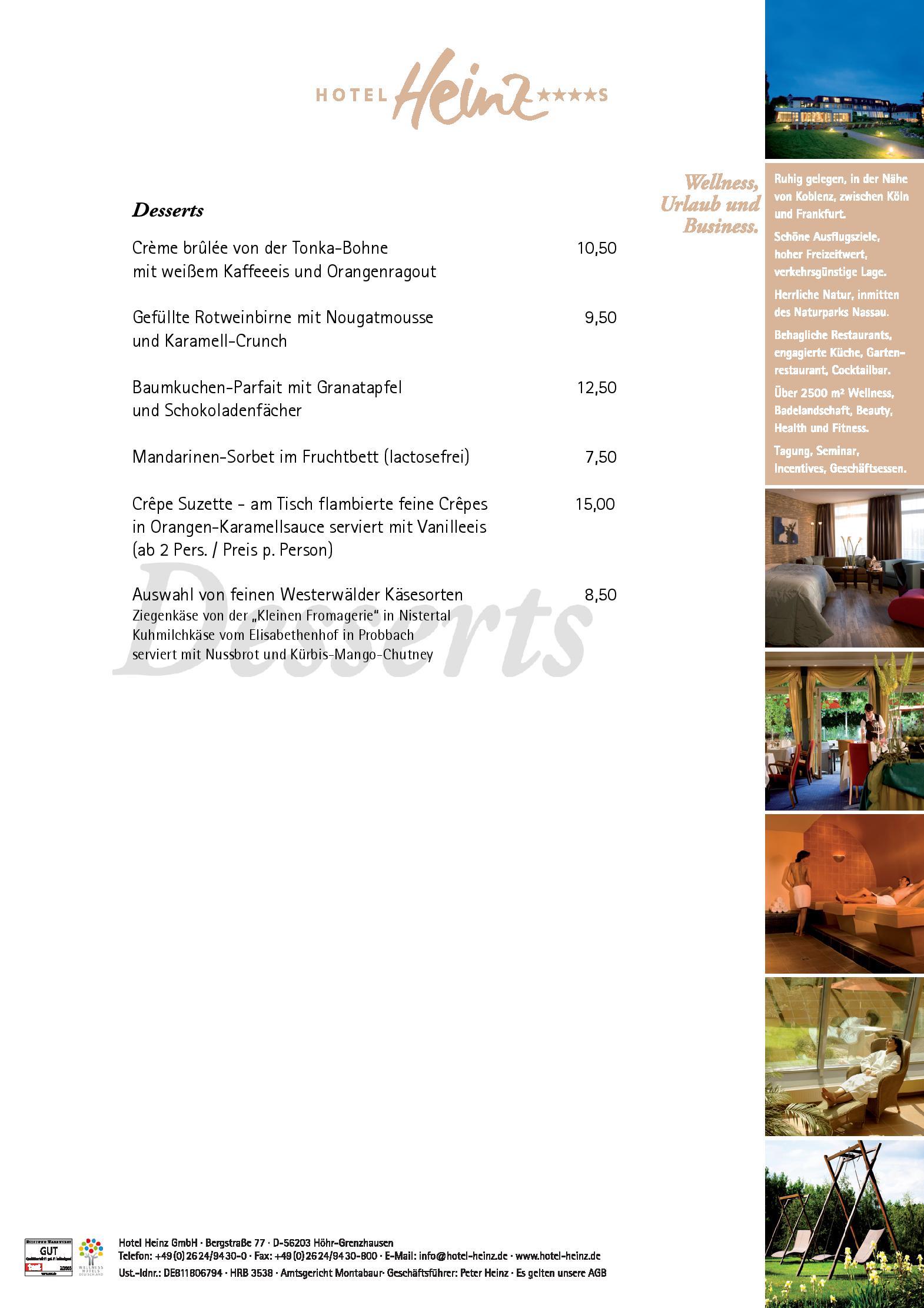 Speisekarte Hotel Heinz Restaurants in Höhr-Grenzhausen, Seite 10