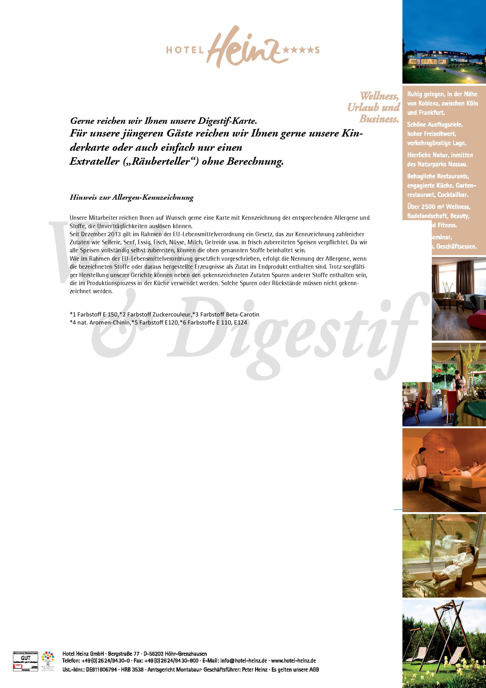 Speisekarte Hotel Heinz Restaurants in Höhr-Grenzhausen, Seite 12
