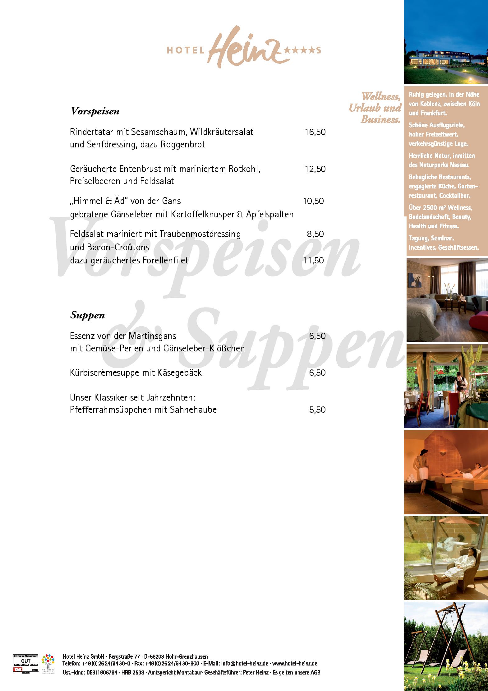 Speisekarte Hotel Heinz Restaurants in Höhr-Grenzhausen, Seite 4