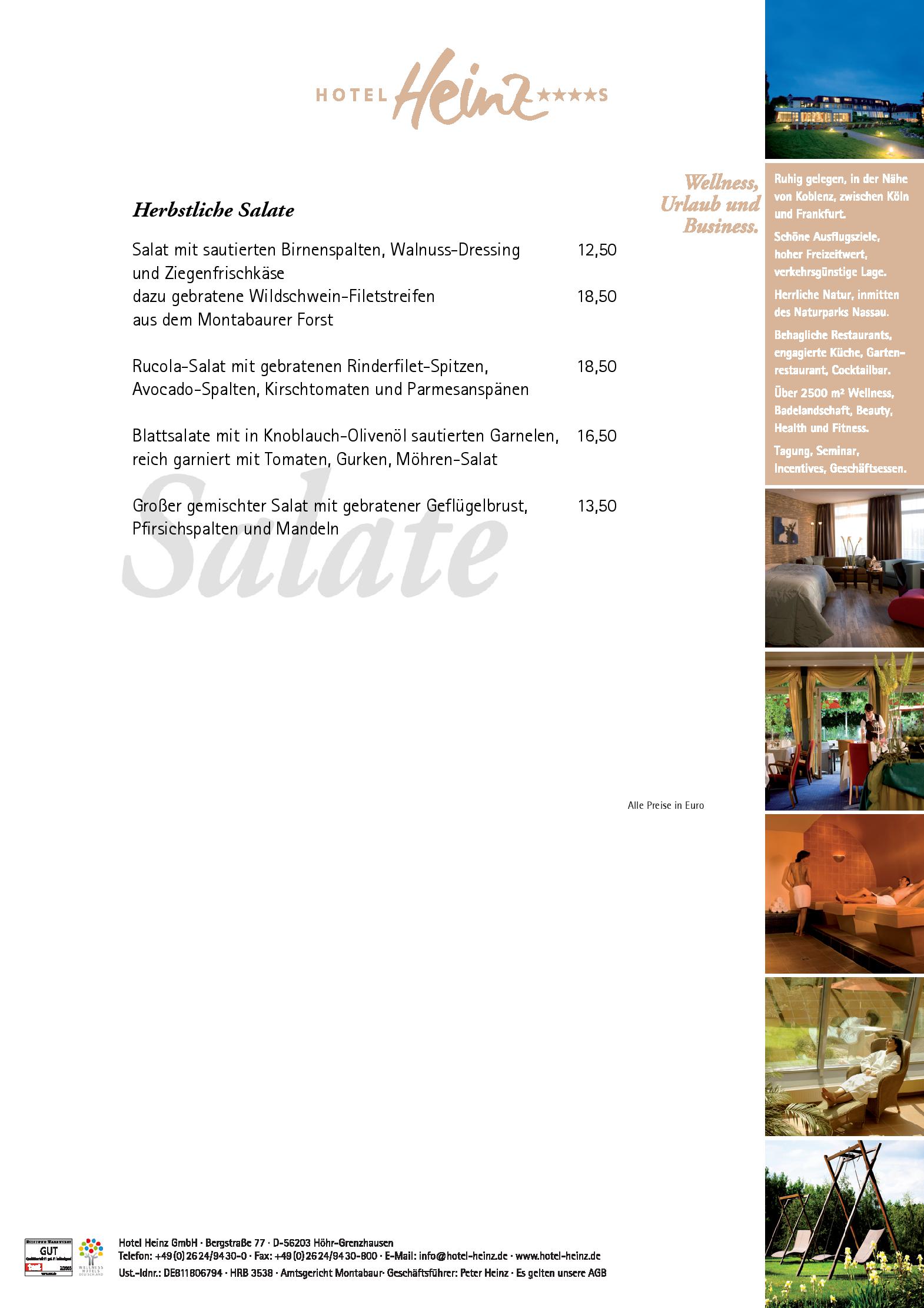 Speisekarte Hotel Heinz Restaurants in Höhr-Grenzhausen, Seite 5