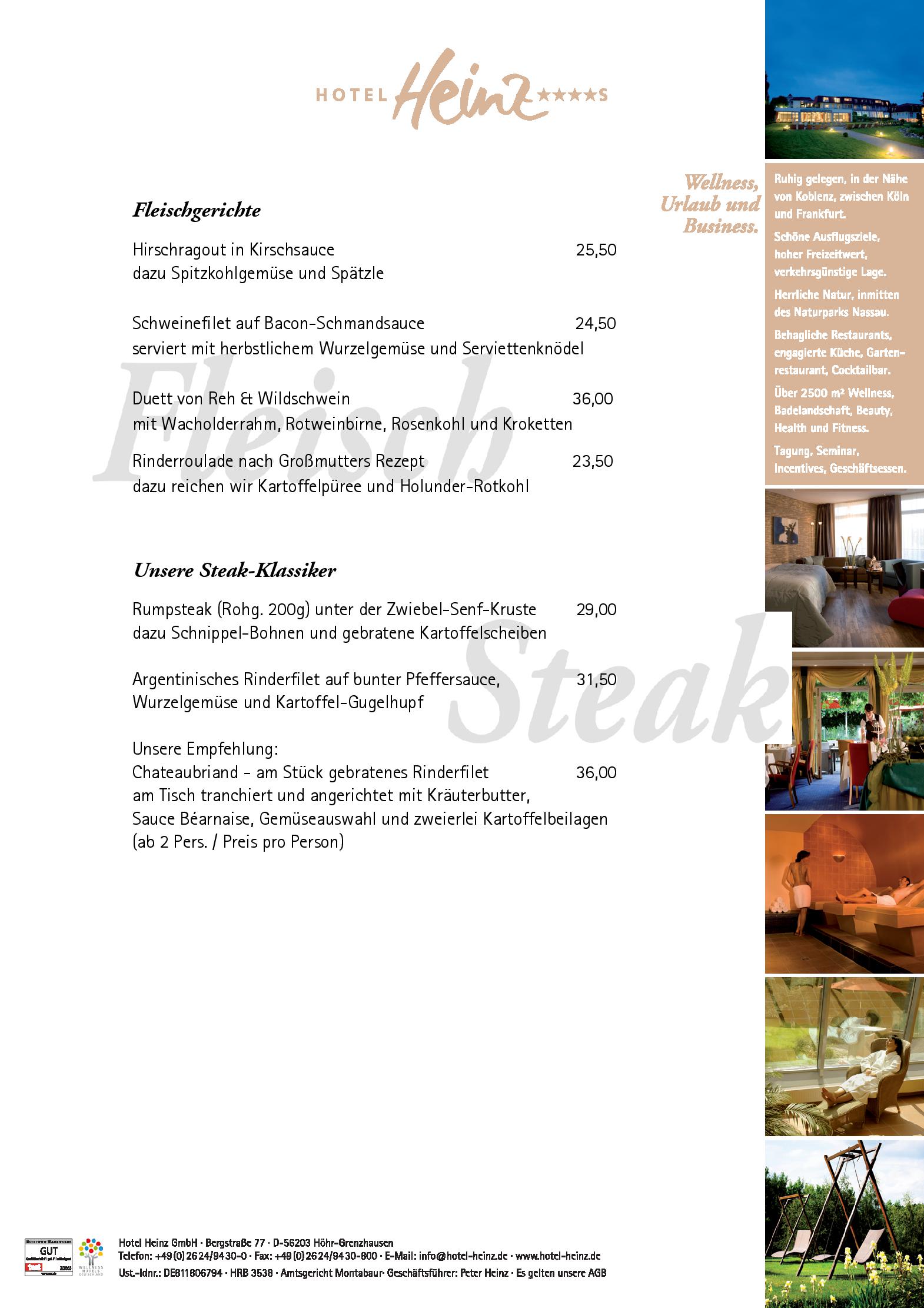 Speisekarte Hotel Heinz Restaurants in Höhr-Grenzhausen, Seite 6