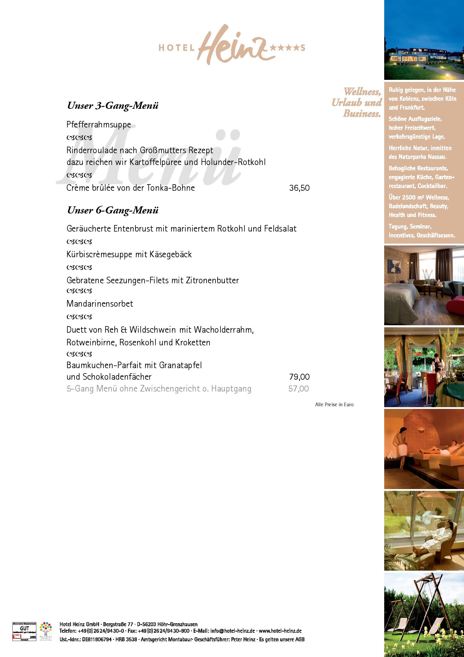 Speisekarte Hotel Heinz Restaurants in Höhr-Grenzhausen, Seite 9