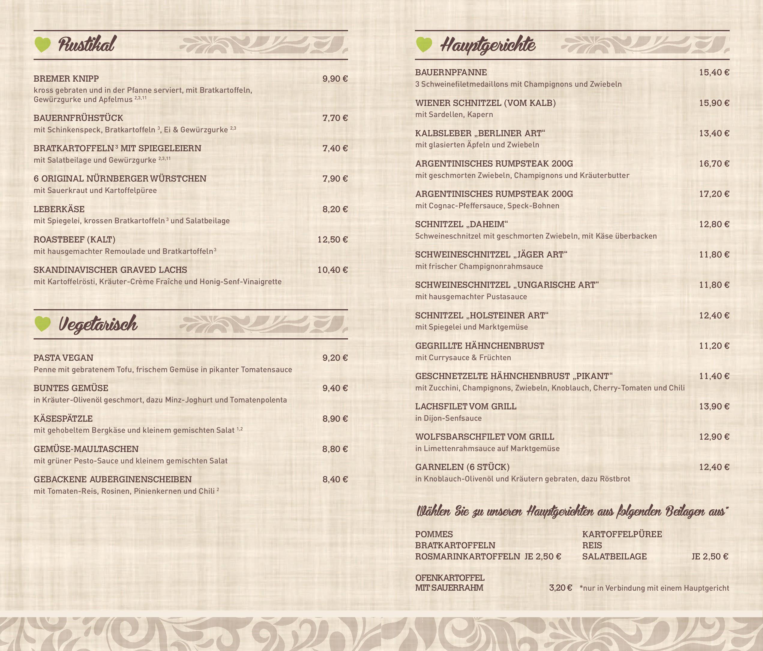 Speisekarte daheim in Bremen, Seite 4