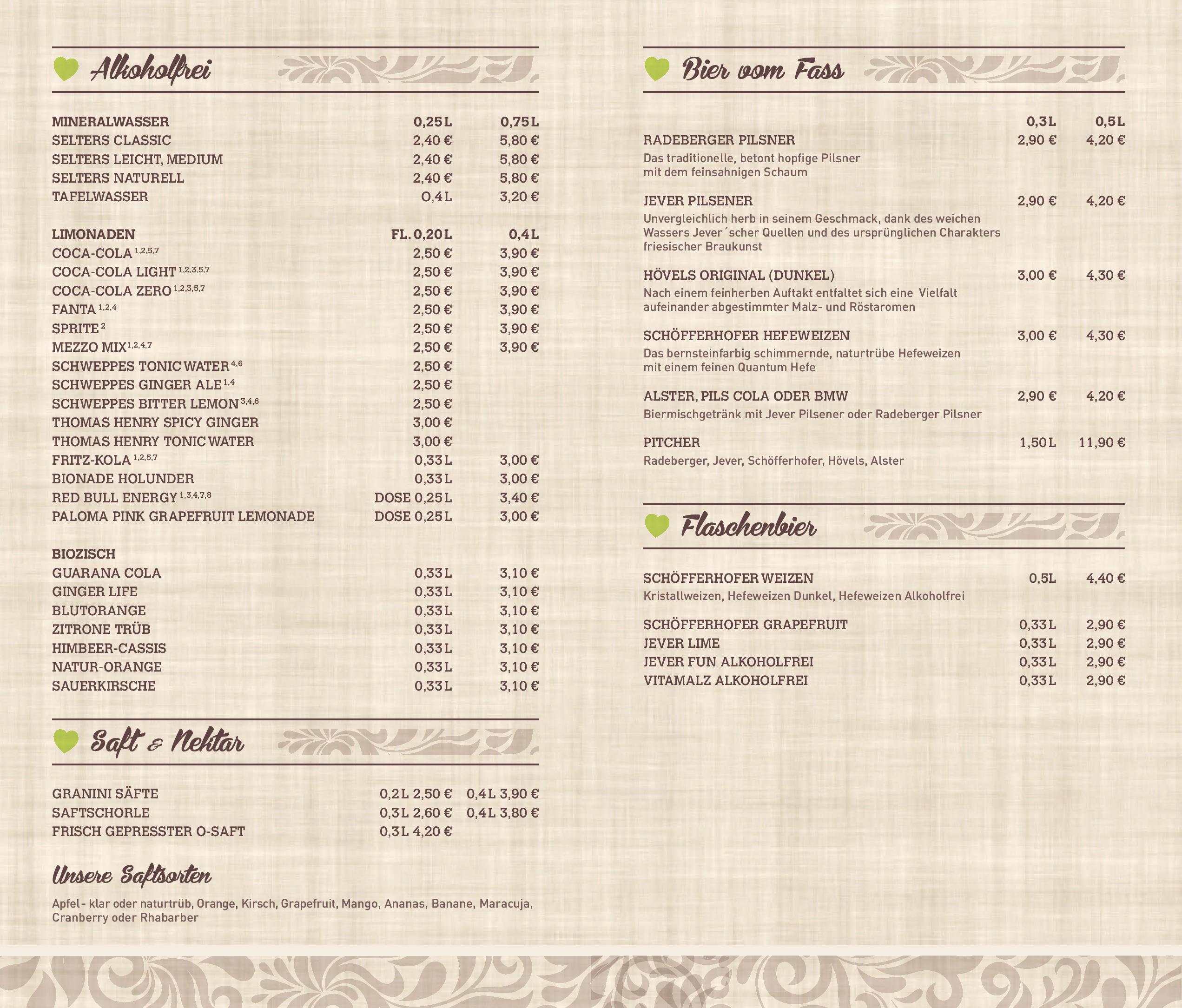 Speisekarte daheim in Bremen, Seite 18