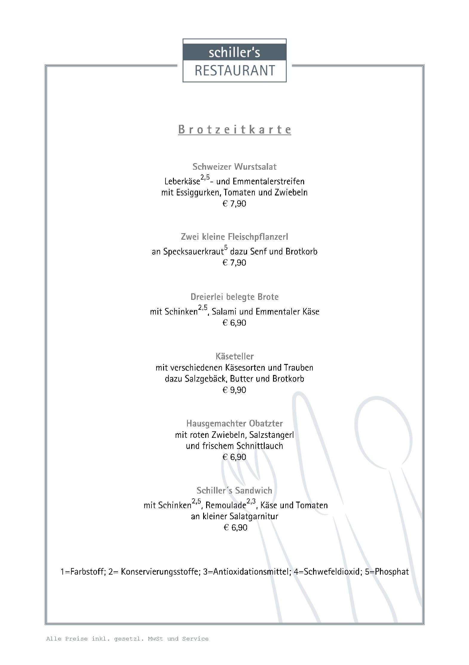 Speisekarte Schiller´s Restaurant - im Hotel Schiller in Olching, Seite 4