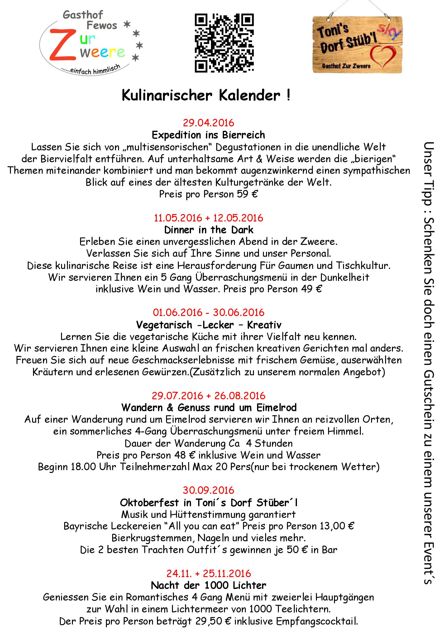 Speisekarte Zur Zweere in Willingen (Upland), Seite 1
