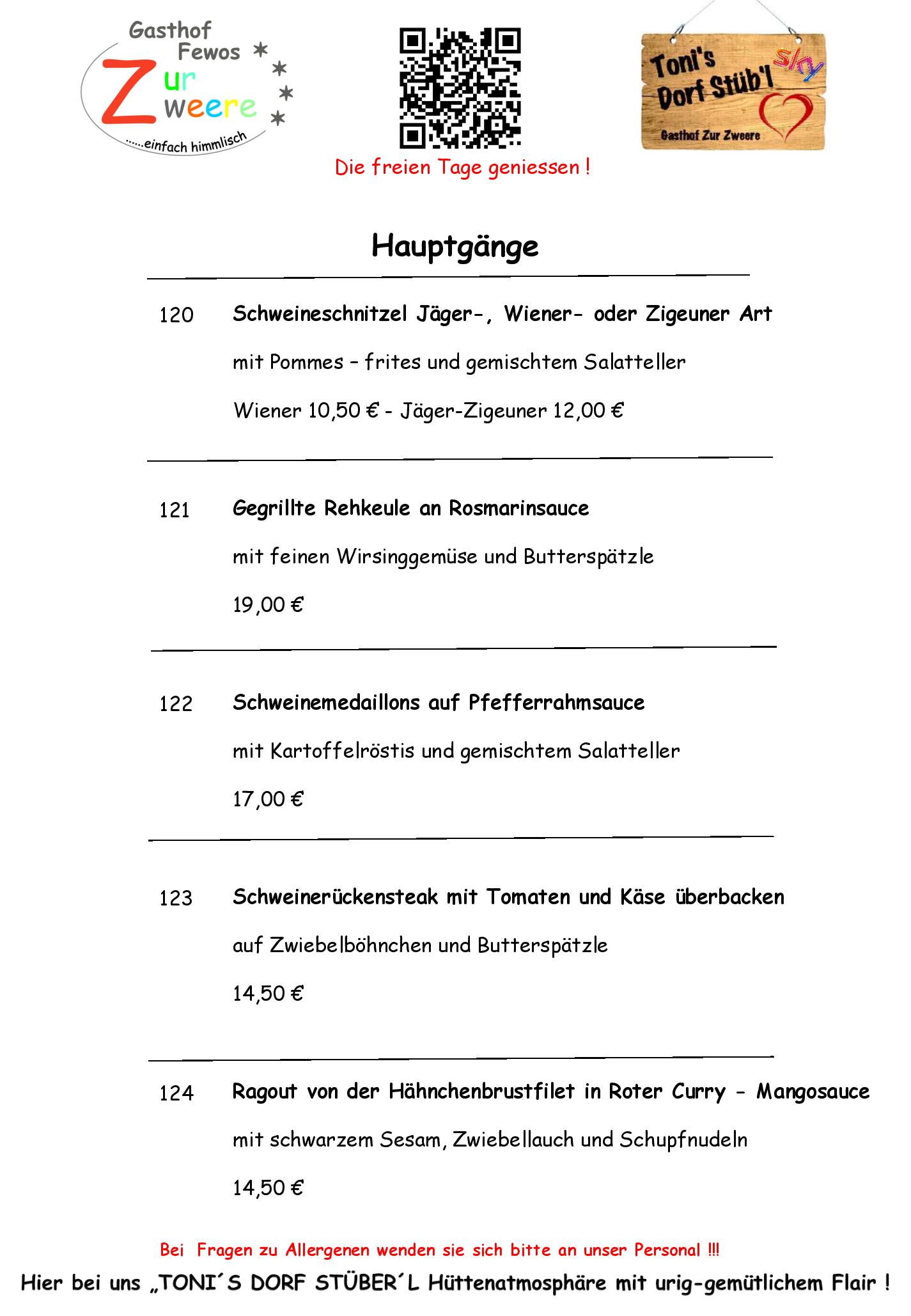 Speisekarte Zur Zweere in Willingen (Upland), Seite 5