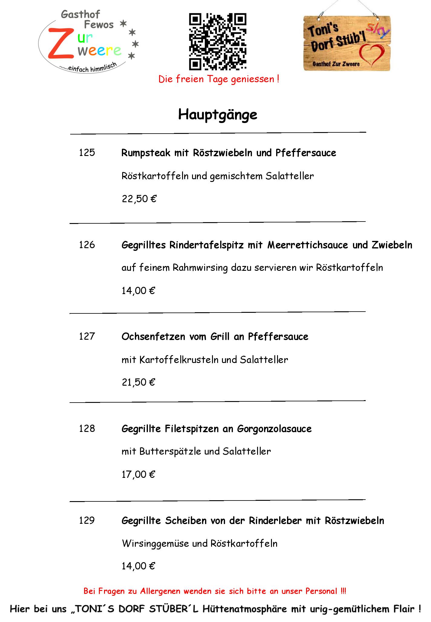 Speisekarte Zur Zweere in Willingen (Upland), Seite 6