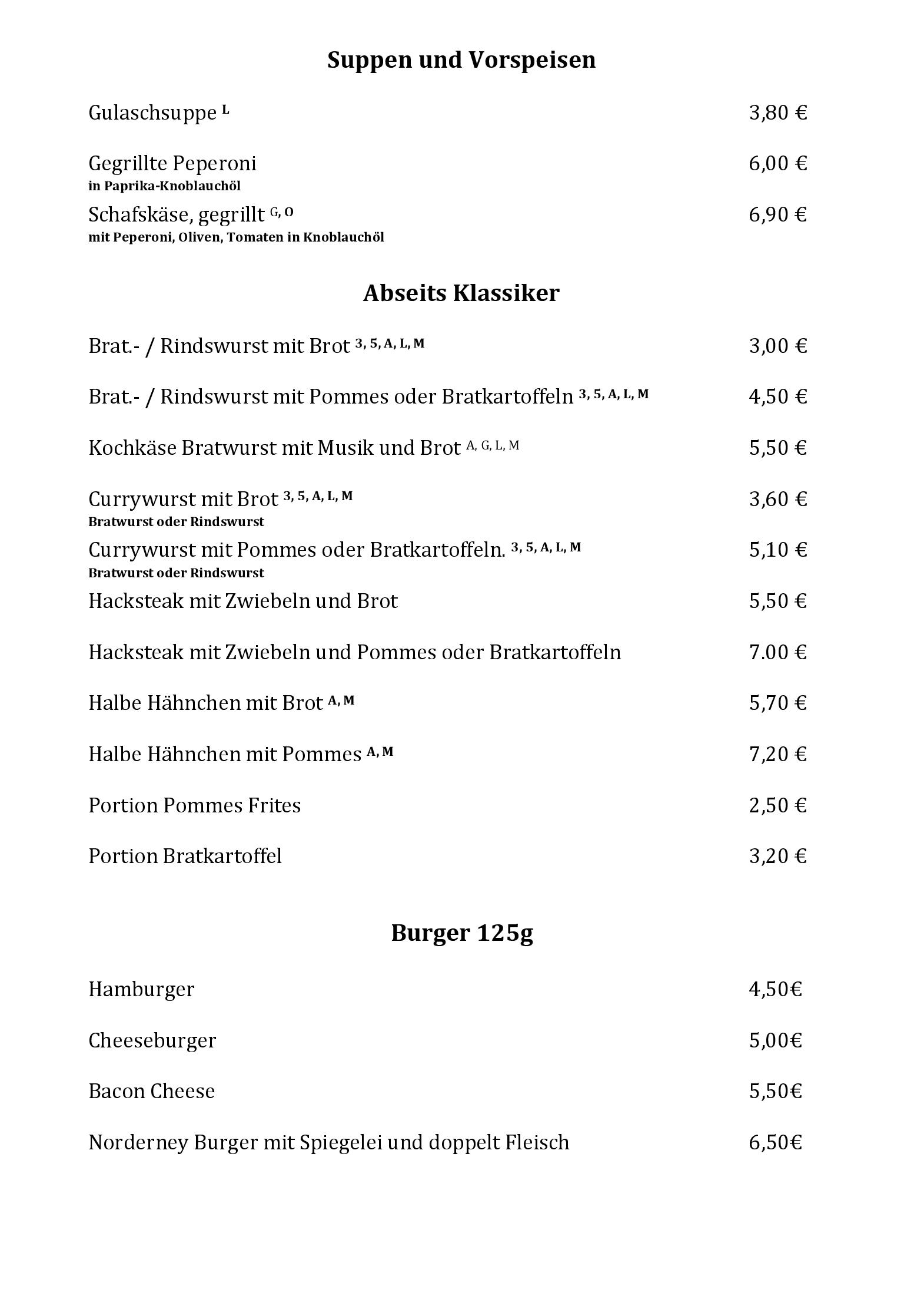 Speisekarte Speisegaststätte & Clubheim Abseits in Bensheim, Seite 2