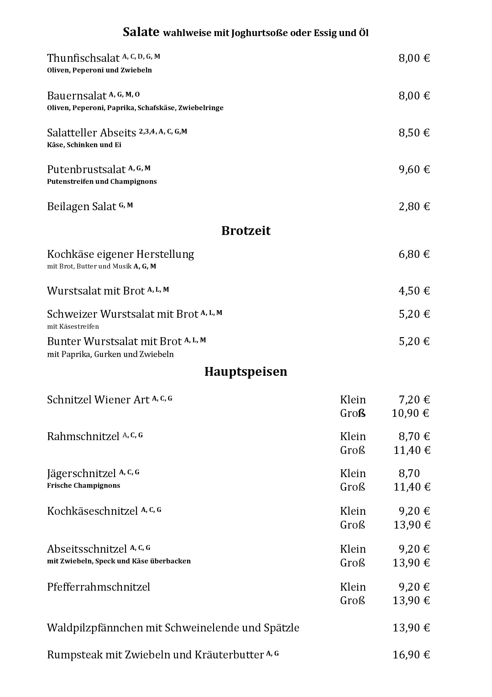 Speisekarte Speisegaststätte & Clubheim Abseits in Bensheim, Seite 3