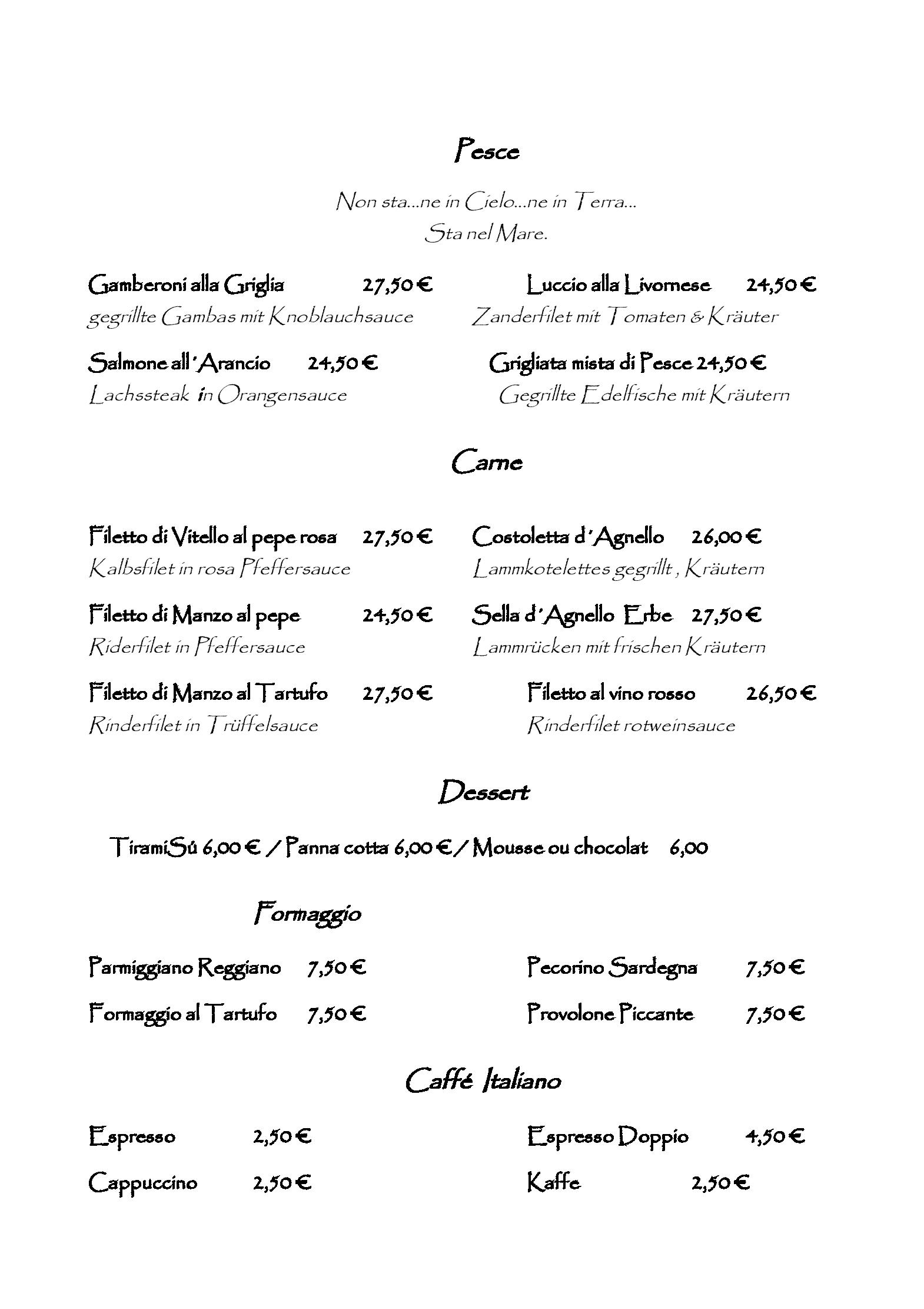 Speisekarte trattoria trüffel in essen, Seite 3