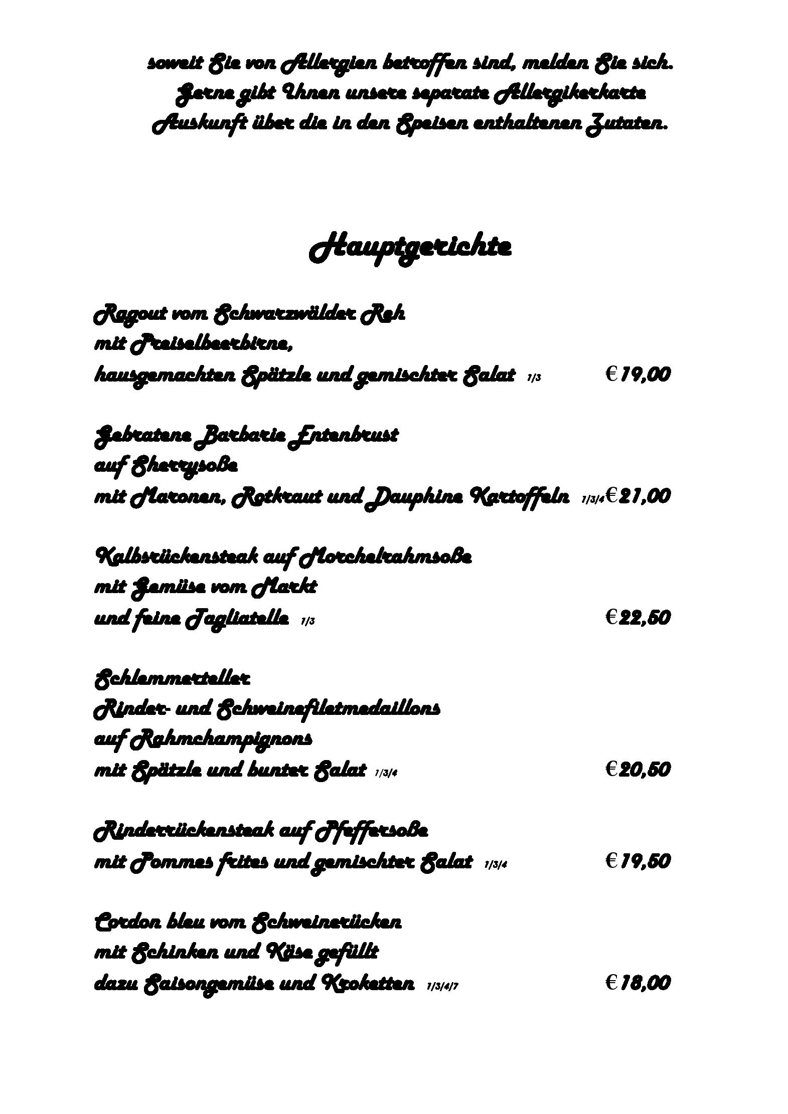 Speisekarte Hotel Gasthof Renchtalblick  in Oberkirch, Seite 4