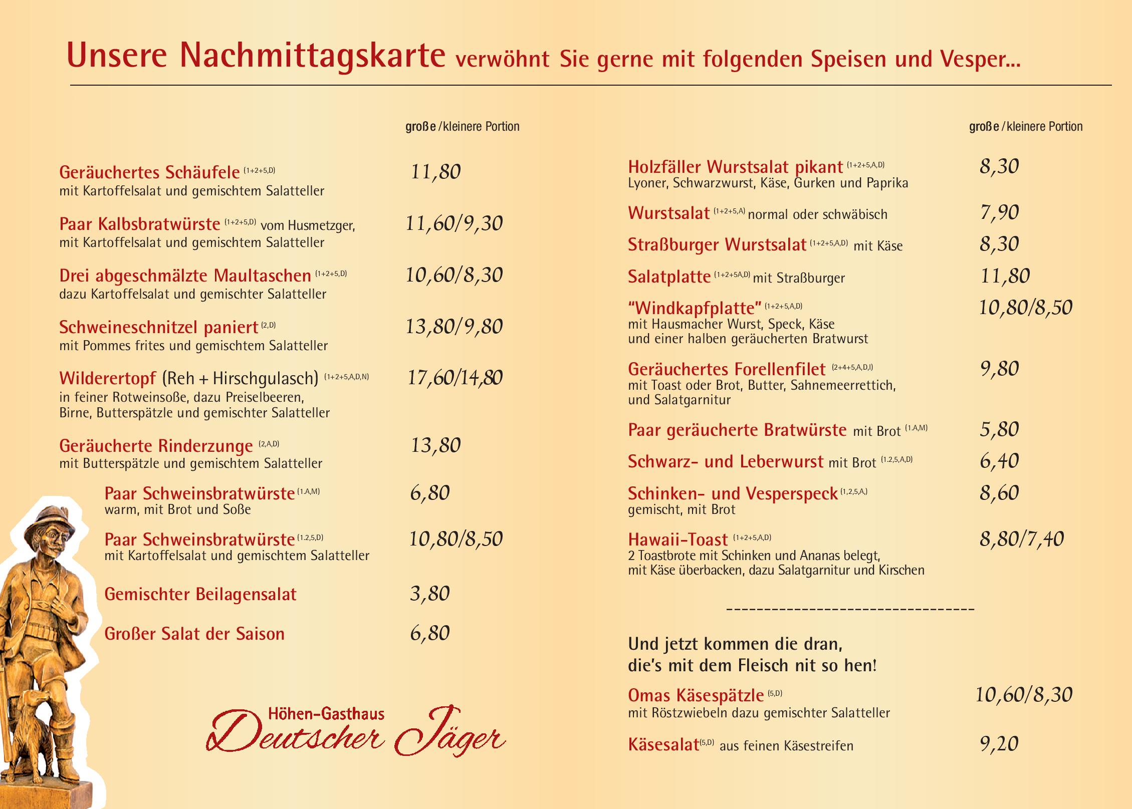 Speisekarte Deutscher Jäger in Hornberg, Seite 4