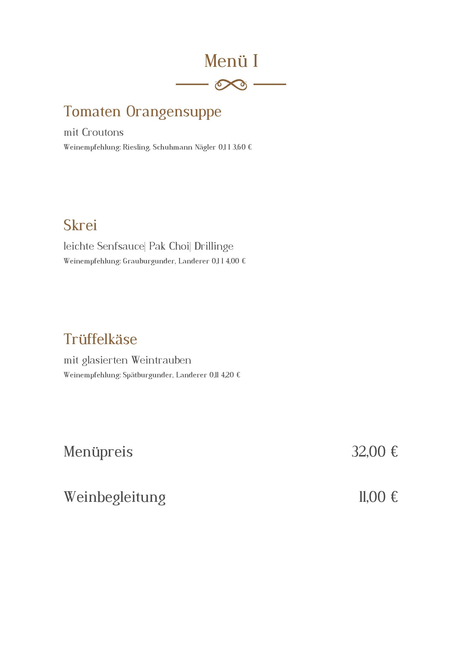 Speisekarte Haus Gimken in Essen, Seite 1