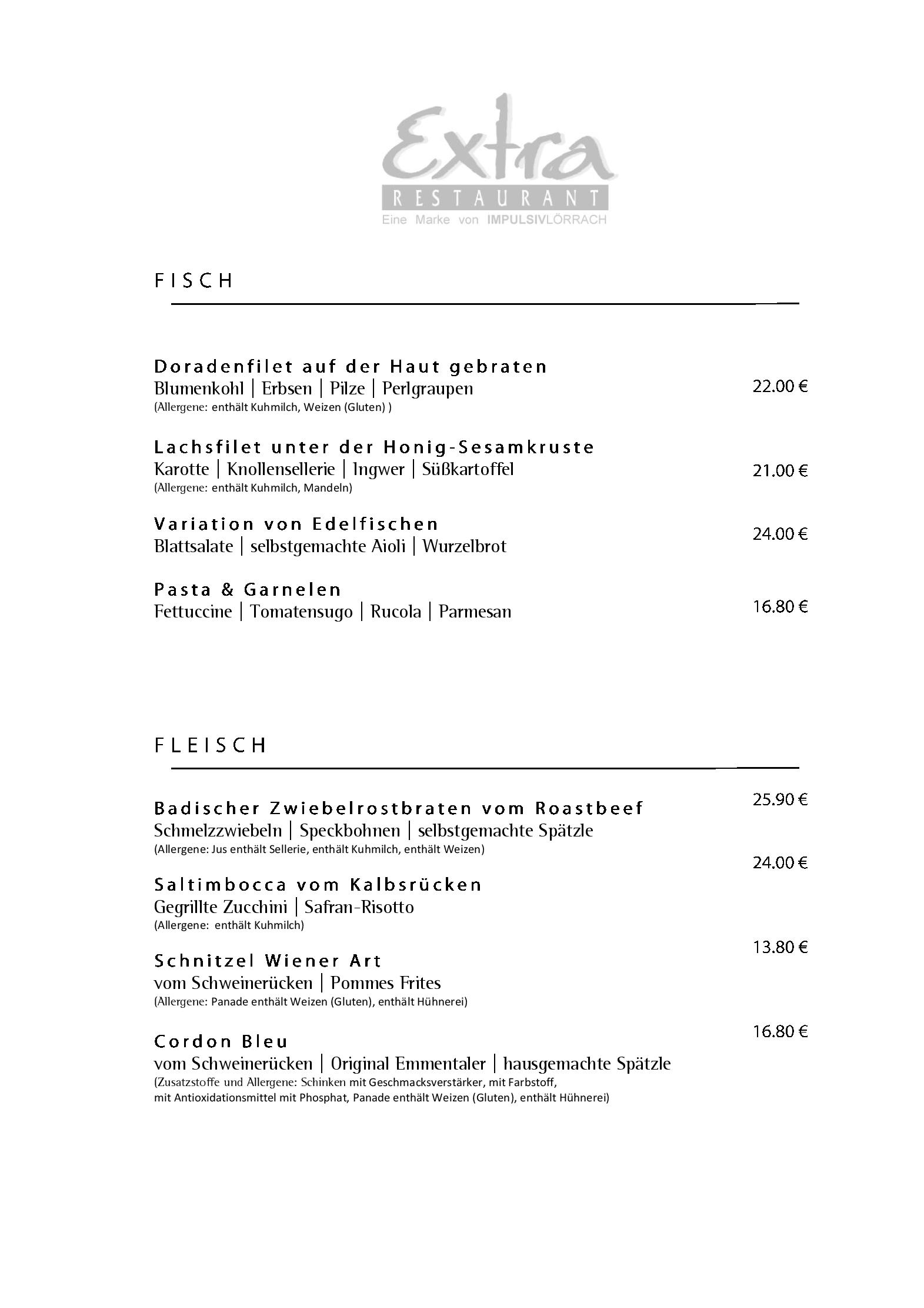 Speisekarte Restaurant EXTRA in Lörrach, Seite 4