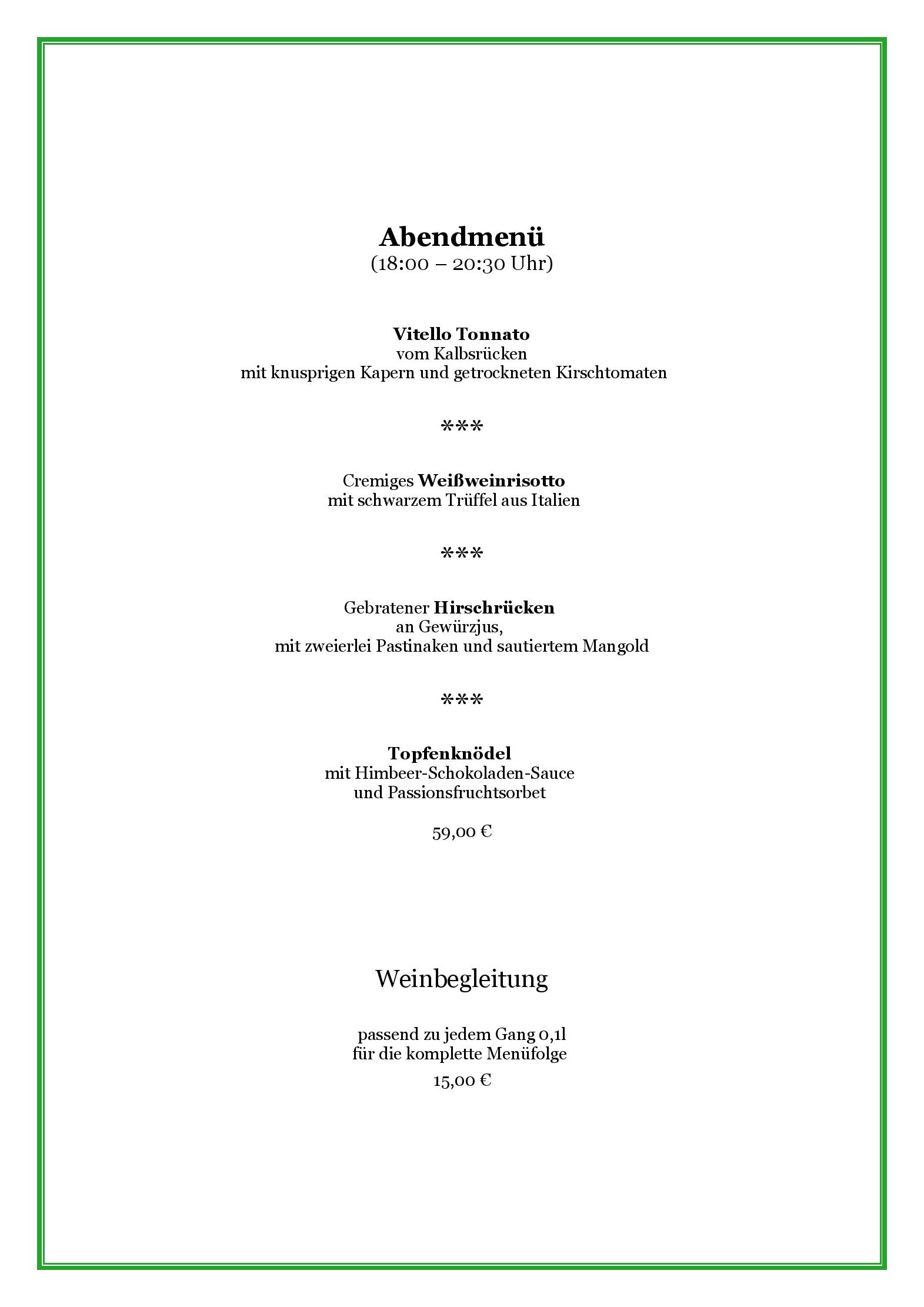 Speisekarte Hotel & Restaurant Forstwirt in Grasbrunn, Seite 1