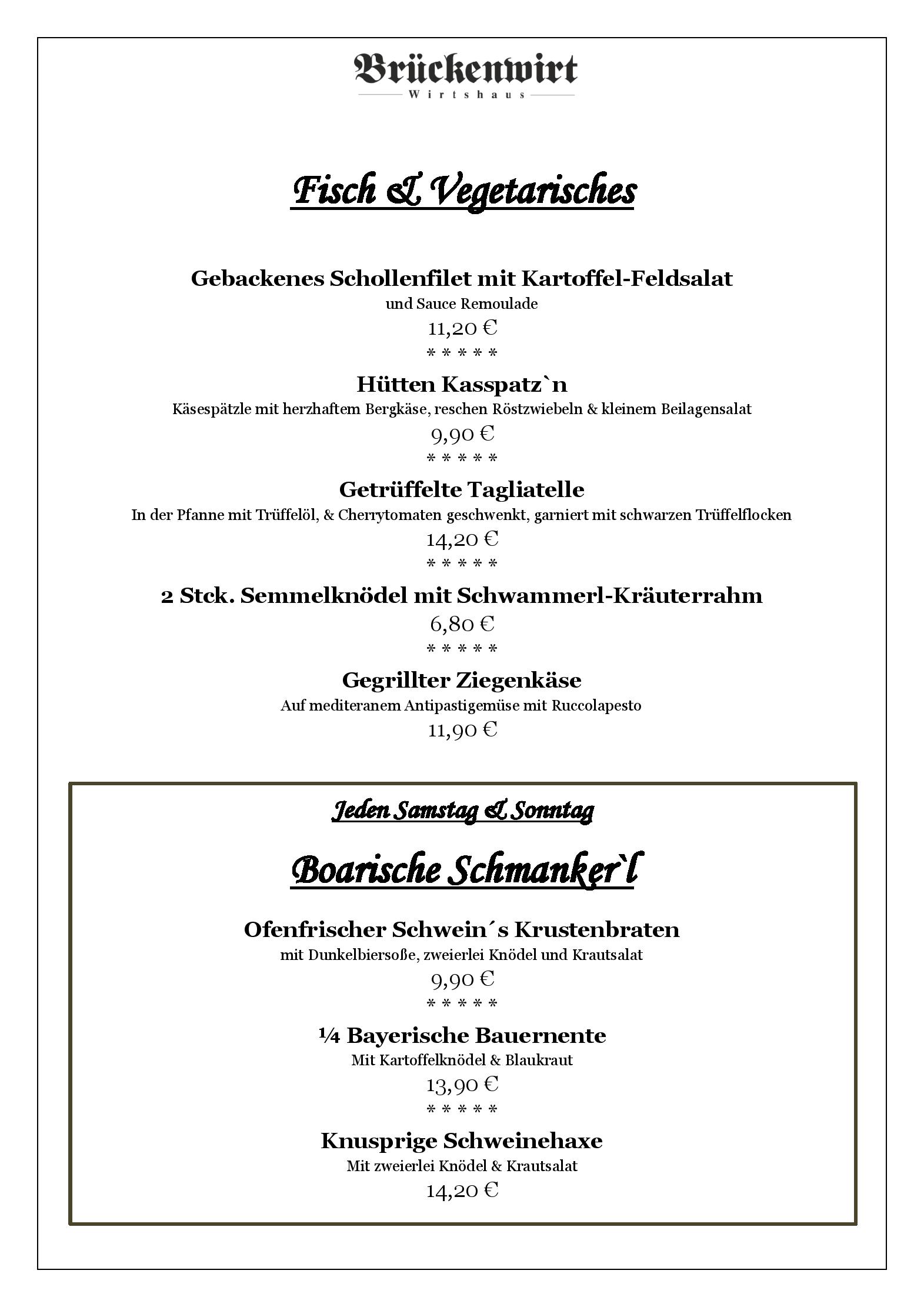 Speisekarte Brückenwirt Wolfratshausen in Wolfratshausen, Seite 3