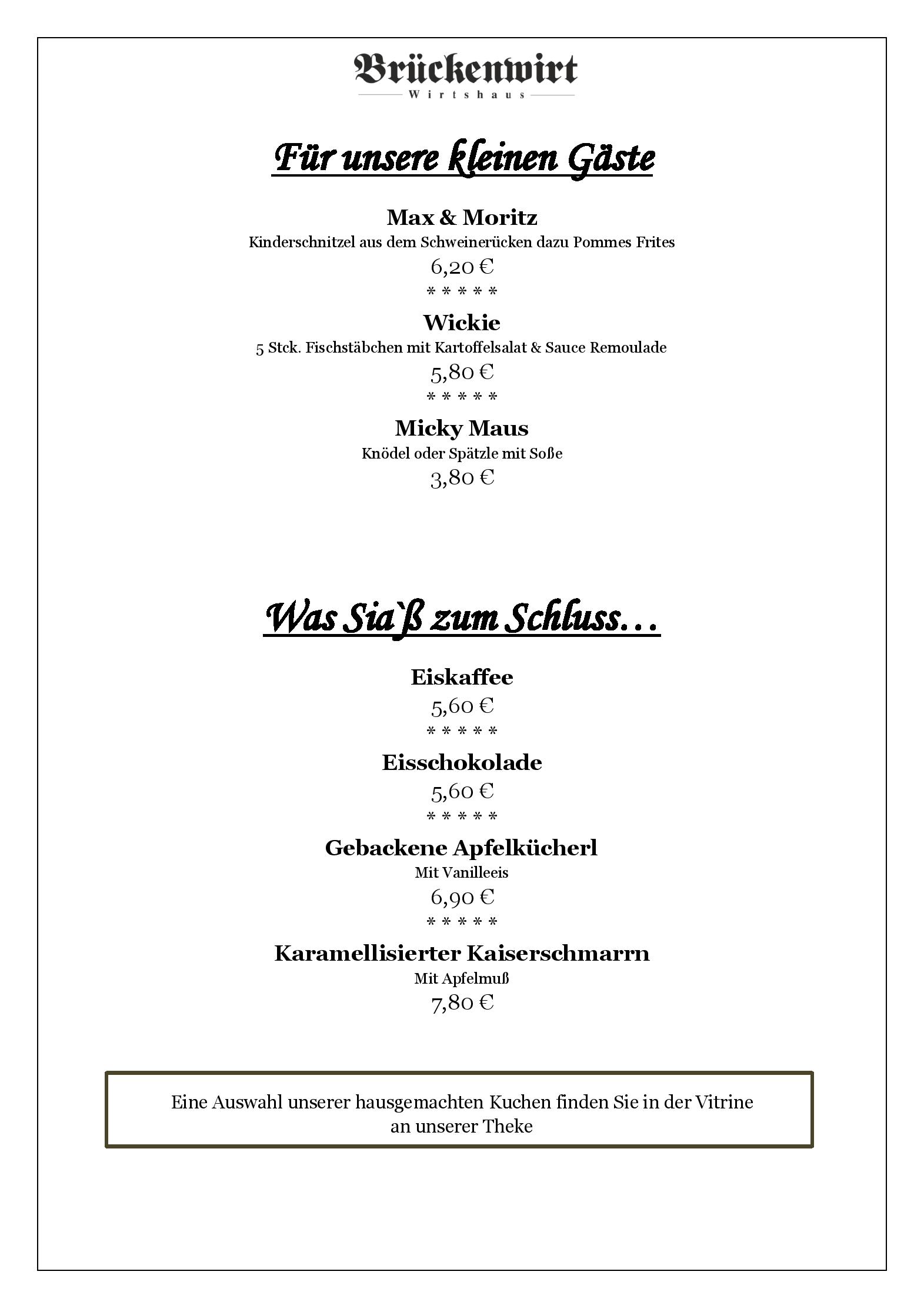 Speisekarte Brückenwirt Wolfratshausen in Wolfratshausen, Seite 5