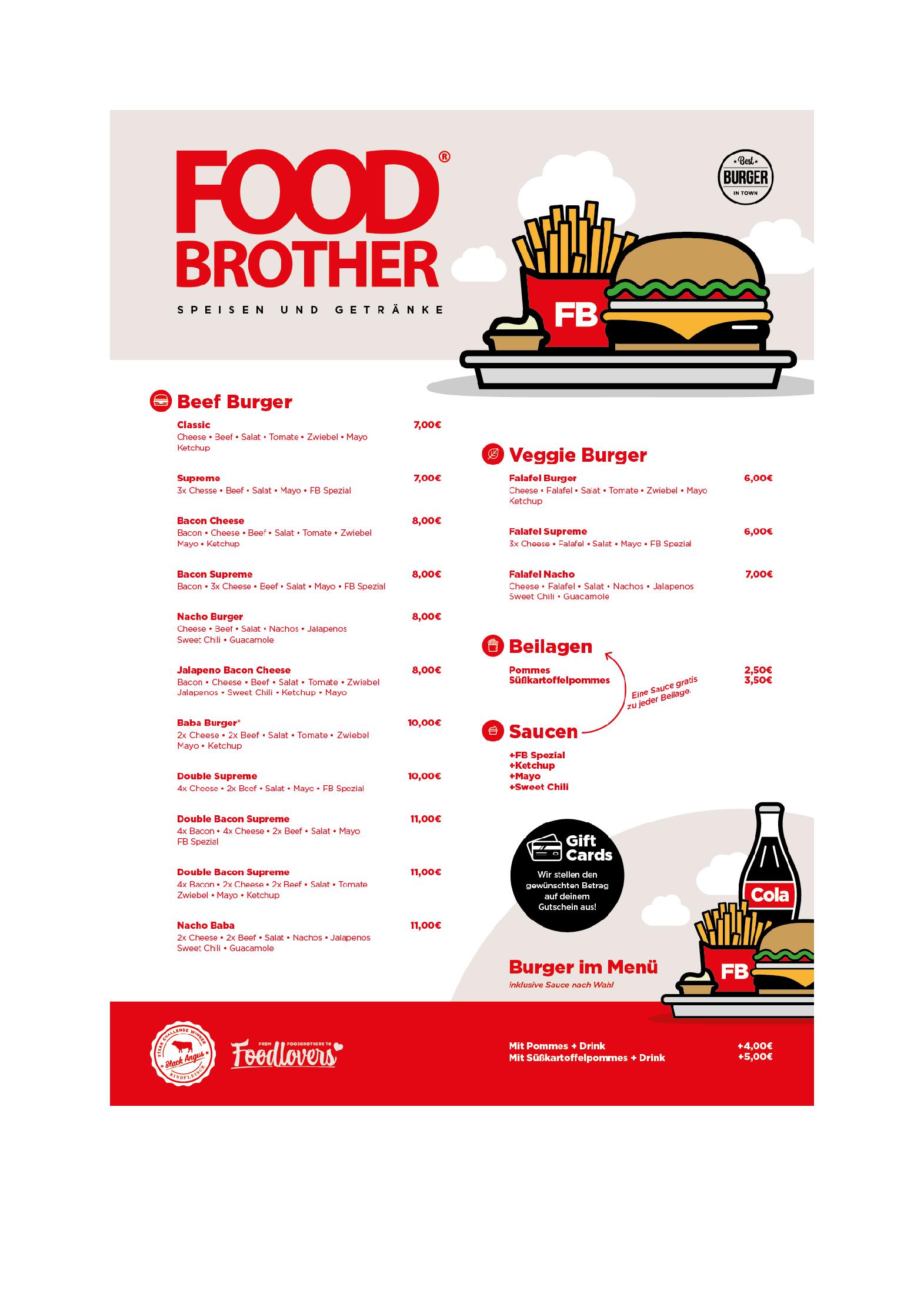 Speisekarte Food Brother Chapter 3 in Dortmund, Seite 1