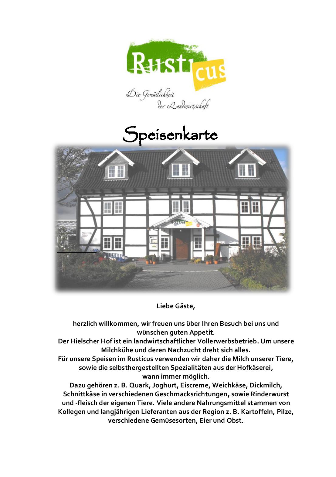 Speisekarte Rusticus in Leichlingen, Seite 1