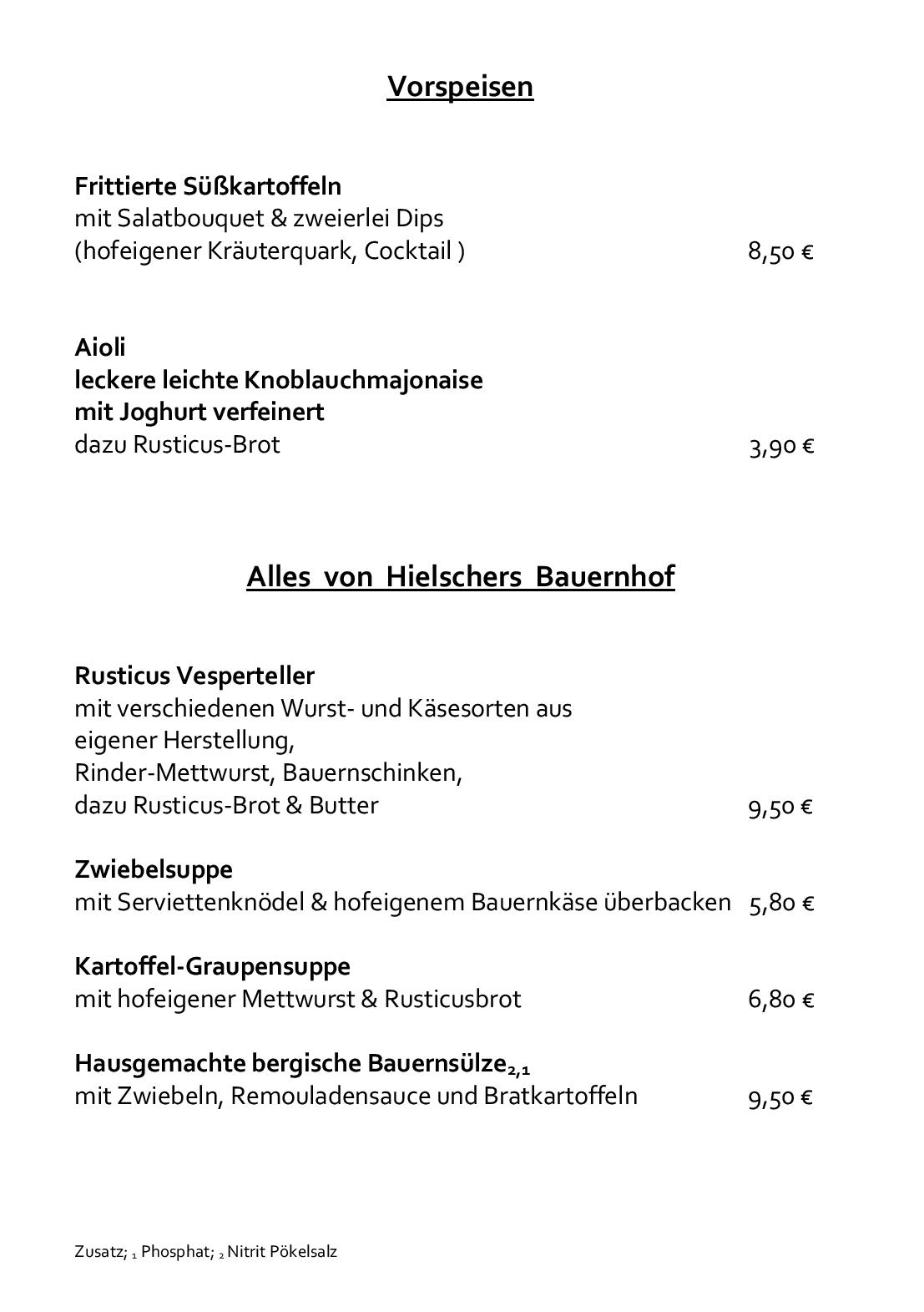 Speisekarte Rusticus in Leichlingen, Seite 2