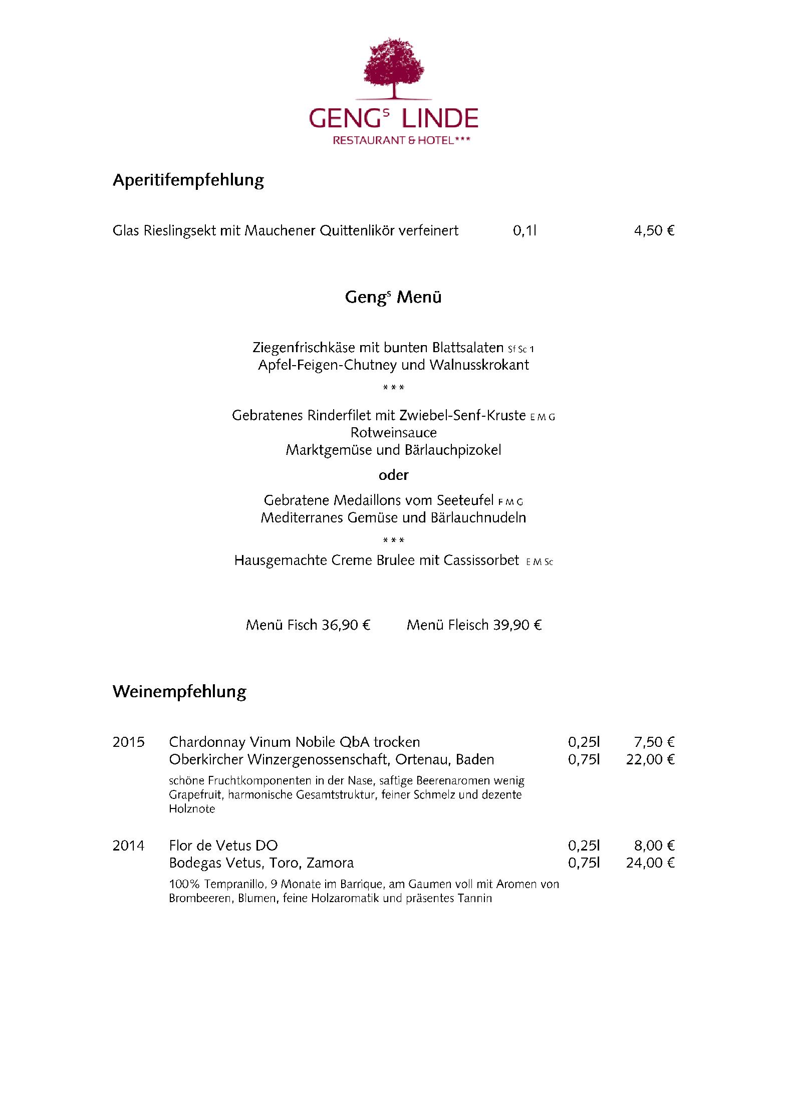 Speisekarte Gengs Linde in Stühlingen, Seite 3