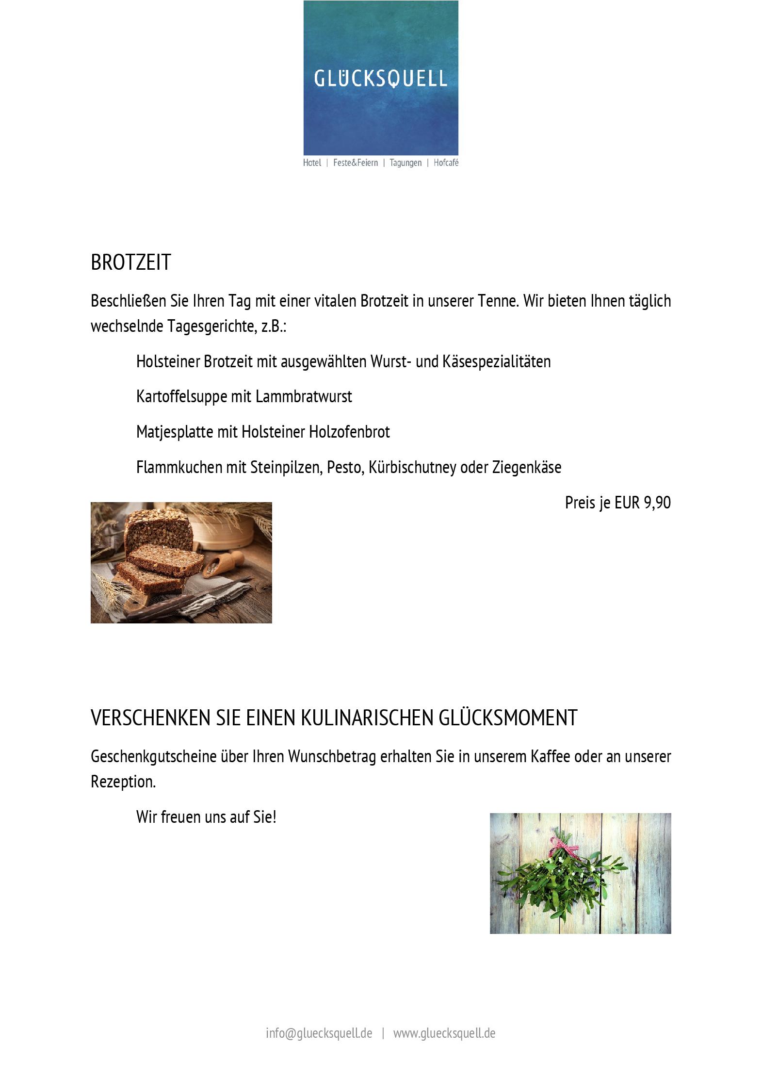 Speisekarte Glücksquell in Bovenau, Seite 3