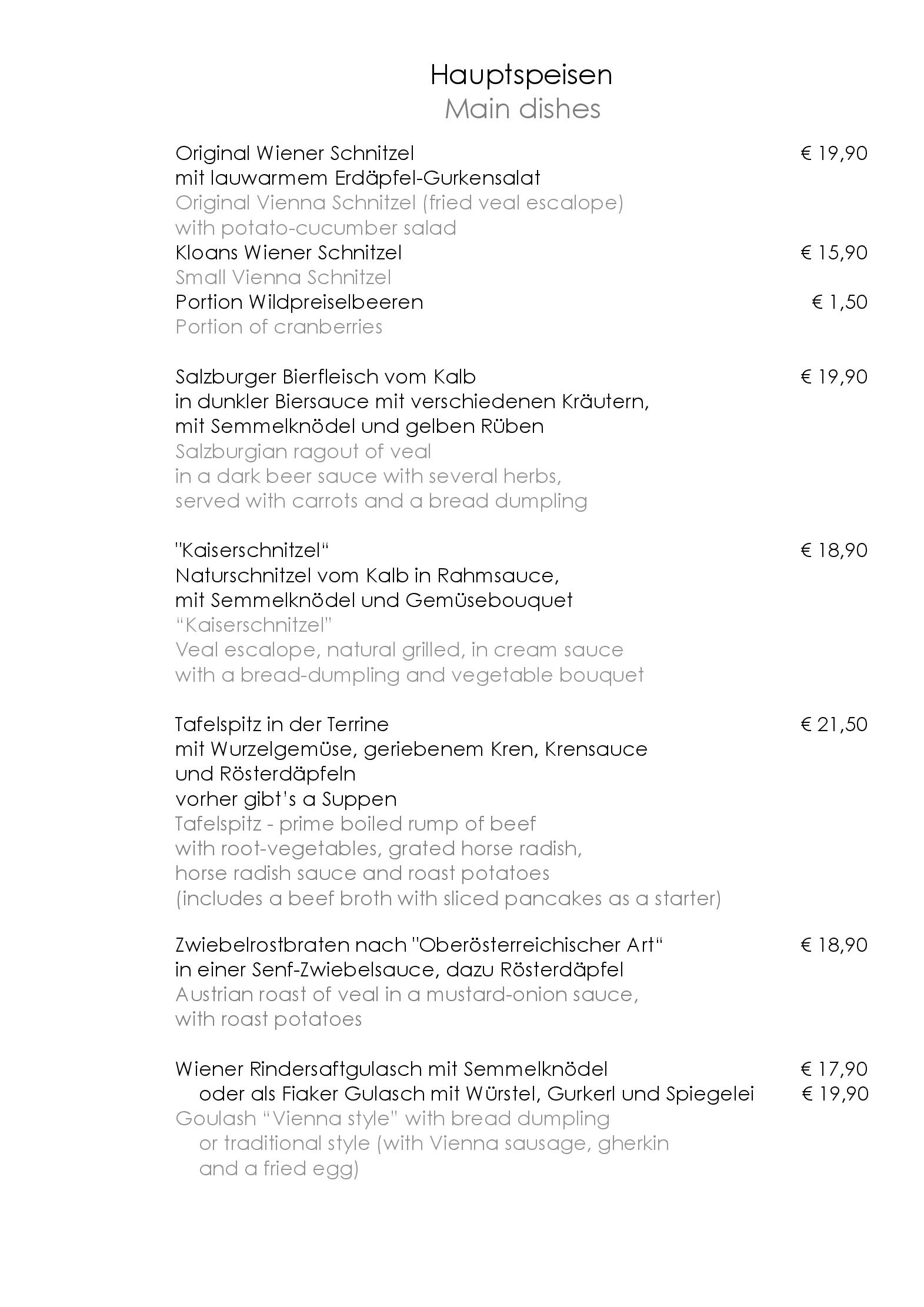 Speisekarte Nußbaumerin in Berlin, Seite 2