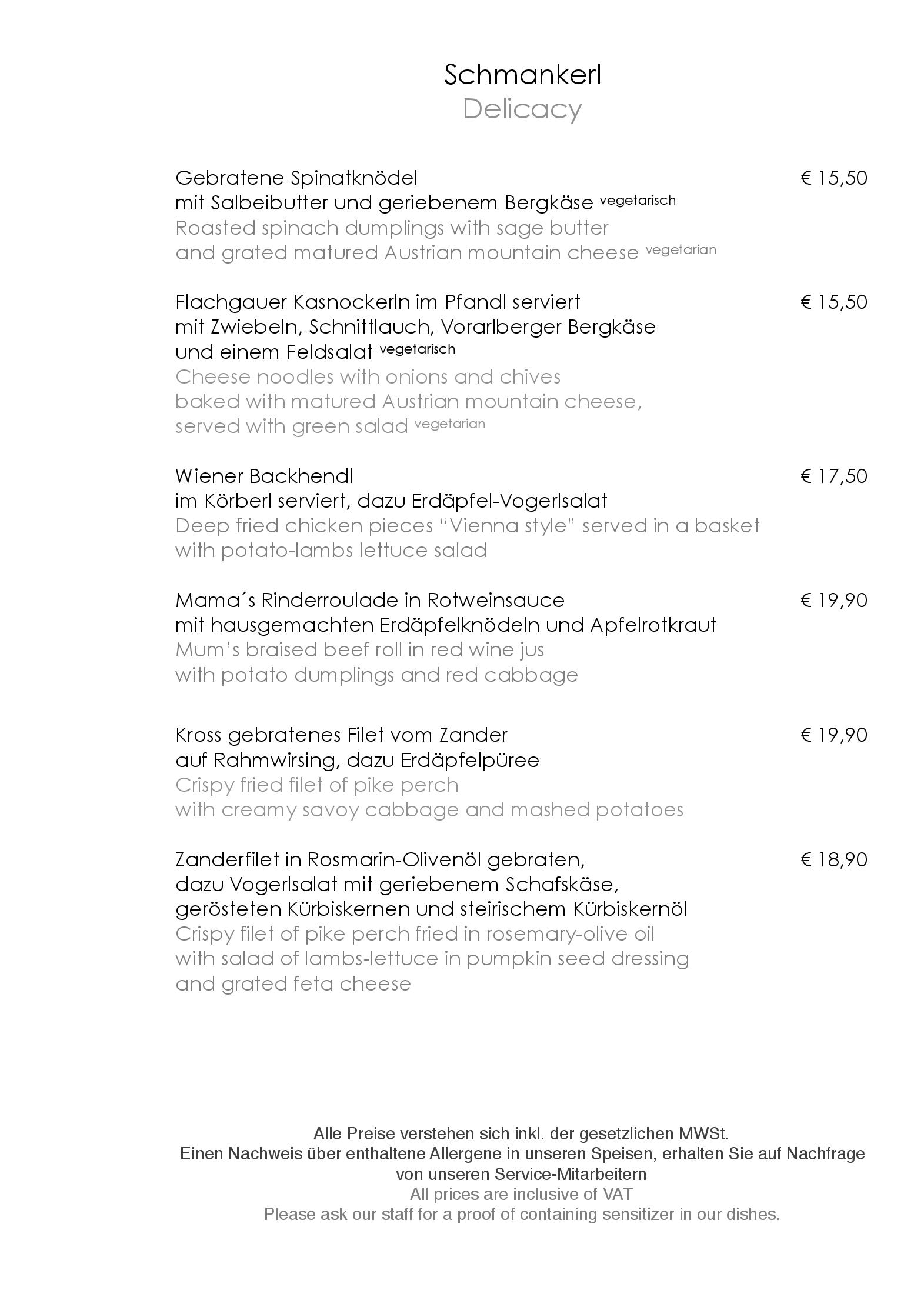 Speisekarte Nußbaumerin in Berlin, Seite 3