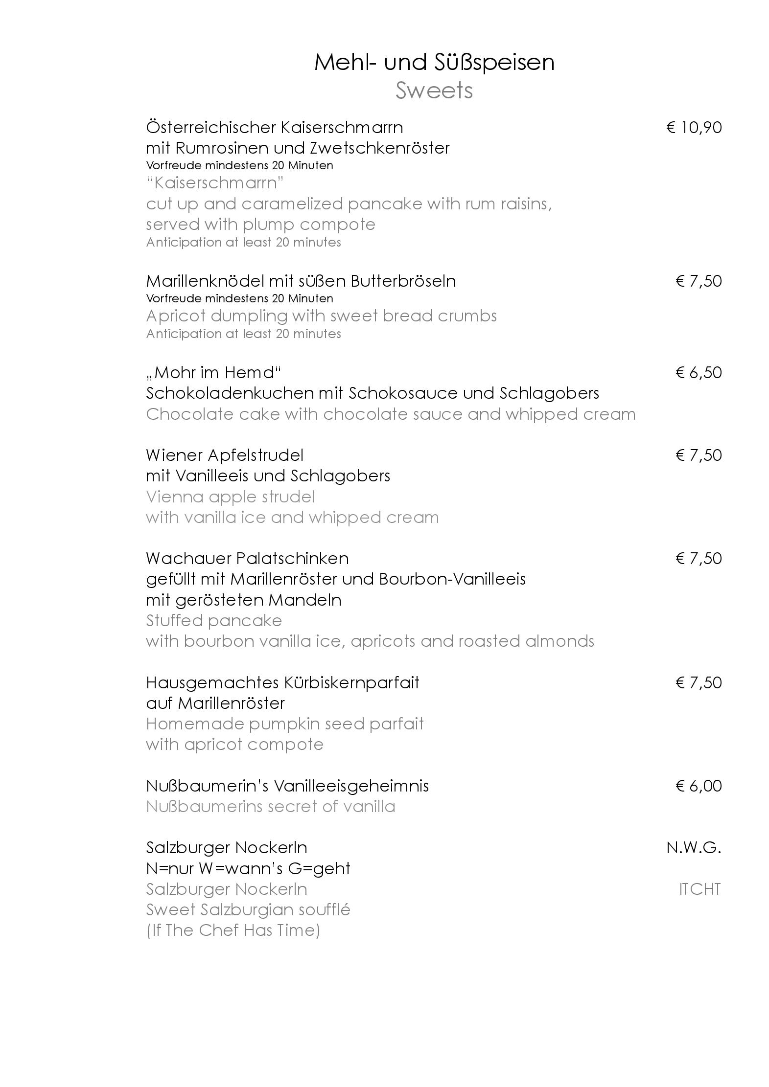 Speisekarte Nußbaumerin in Berlin, Seite 4