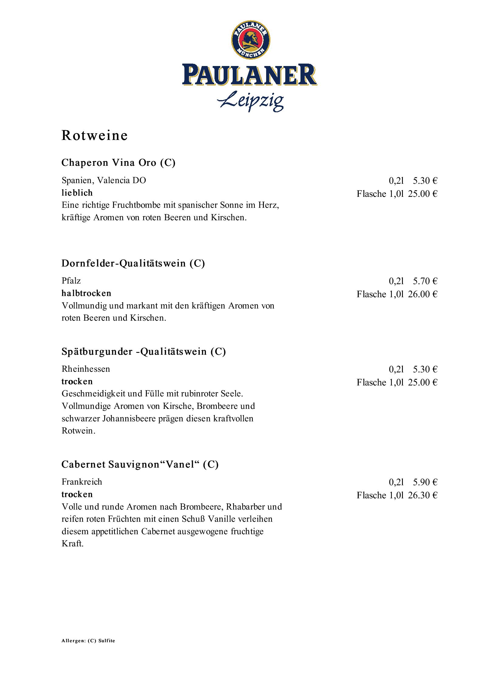 Speisekarte PAULANER Leipzig in Leipzig, Seite 15