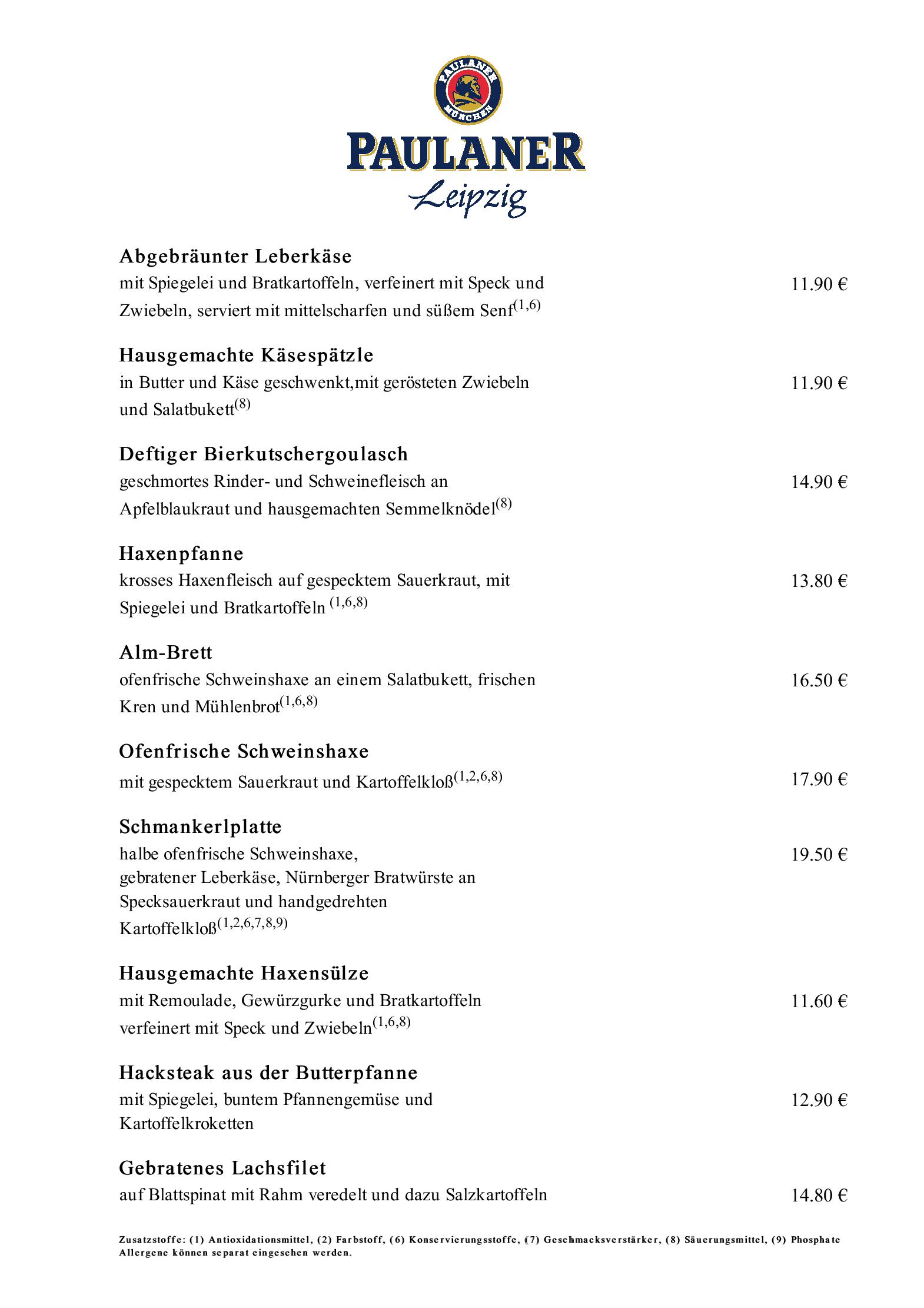 Speisekarte PAULANER Leipzig in Leipzig, Seite 3
