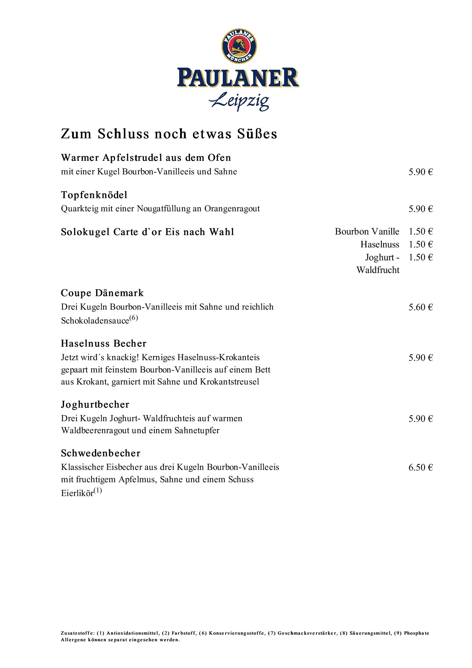 Speisekarte PAULANER Leipzig in Leipzig, Seite 5