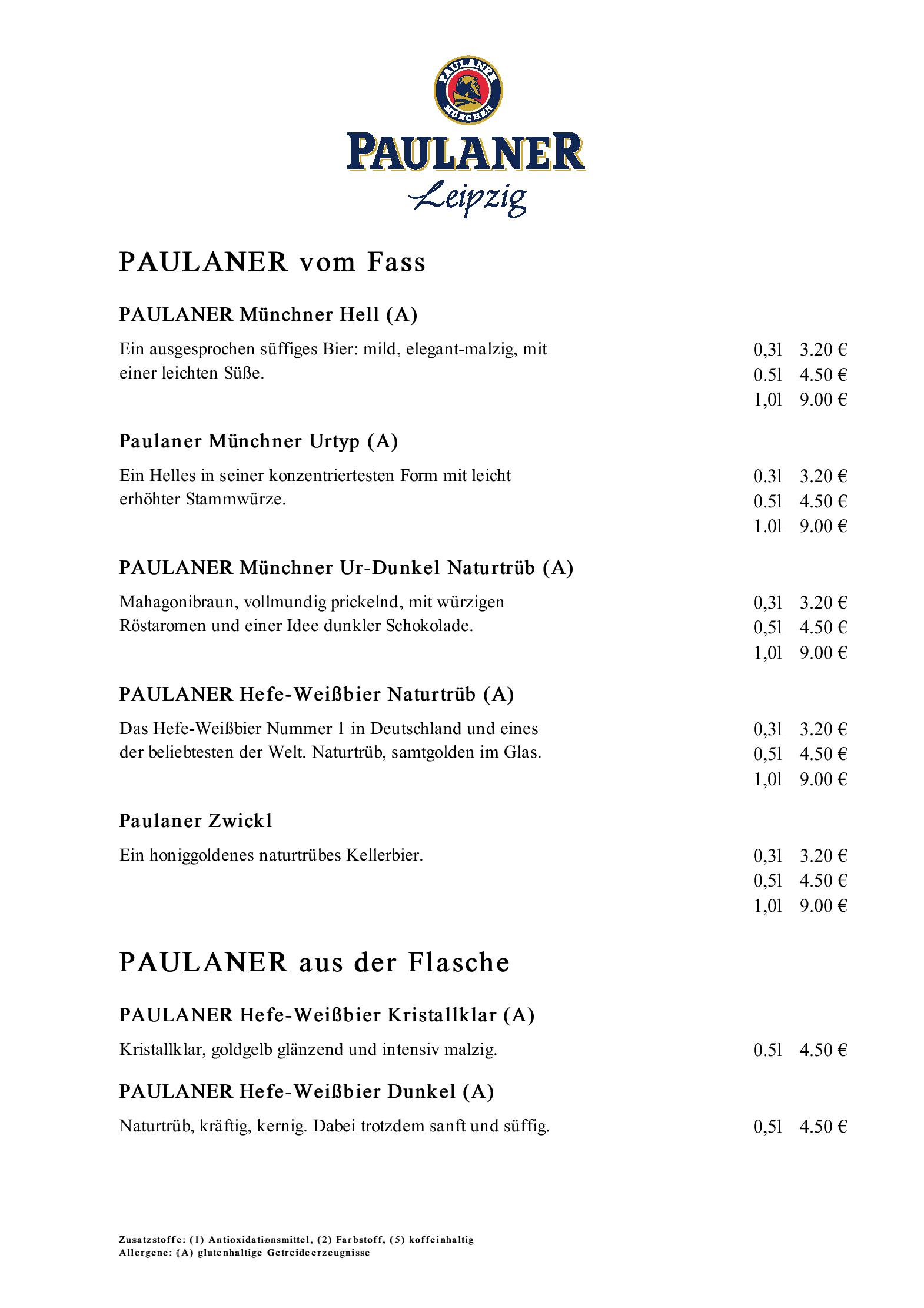 Speisekarte PAULANER Leipzig in Leipzig, Seite 6
