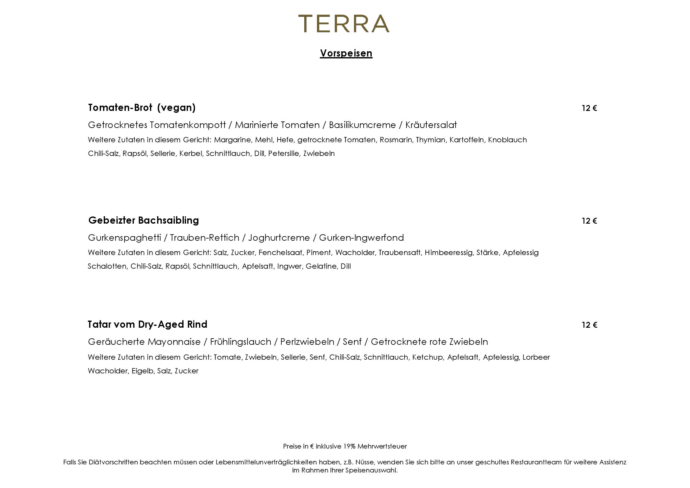 Speisekarte TERRA - The Ritz-Carlton, Wolfsburg in Wolfsburg, Seite 2