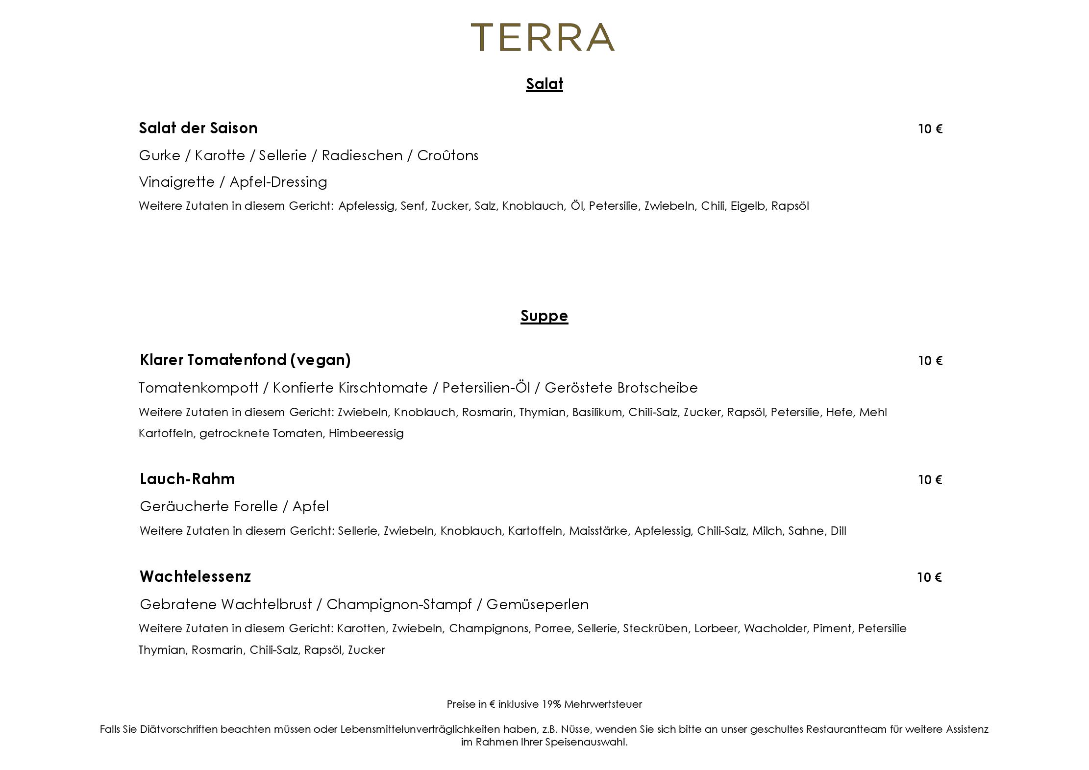 Speisekarte TERRA - The Ritz-Carlton, Wolfsburg in Wolfsburg, Seite 3