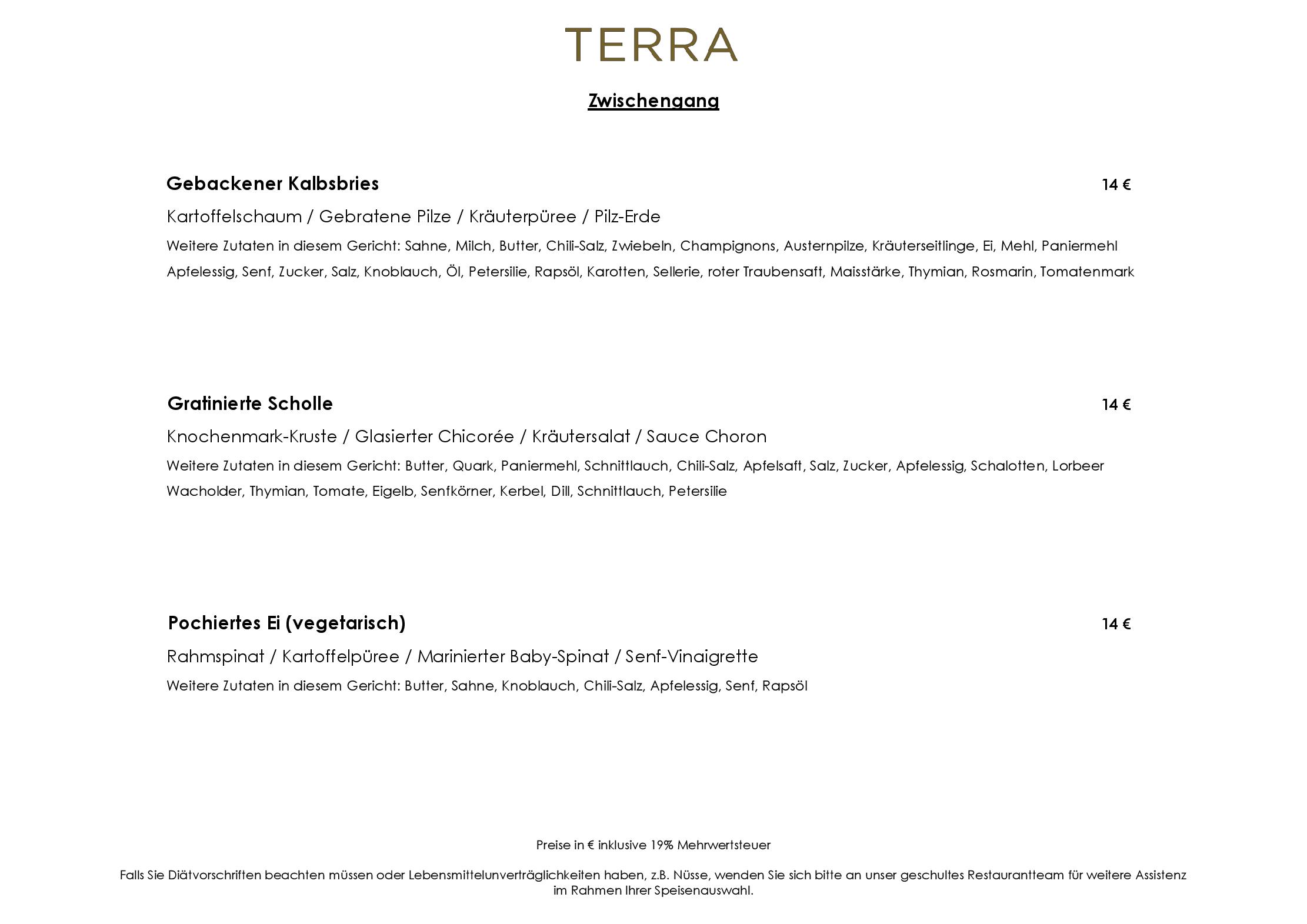 Speisekarte TERRA - The Ritz-Carlton, Wolfsburg in Wolfsburg, Seite 4