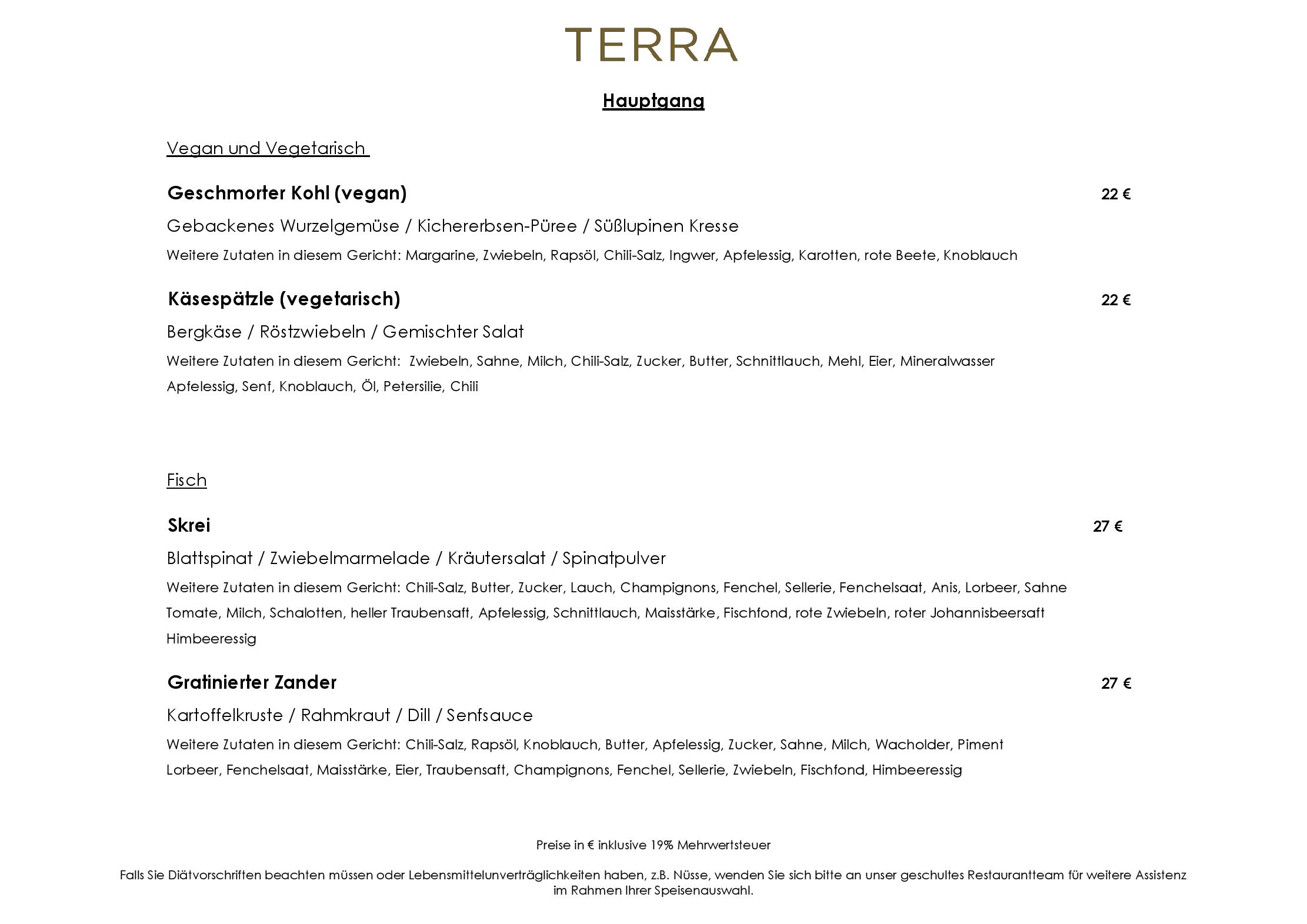 Speisekarte TERRA - The Ritz-Carlton, Wolfsburg in Wolfsburg, Seite 5