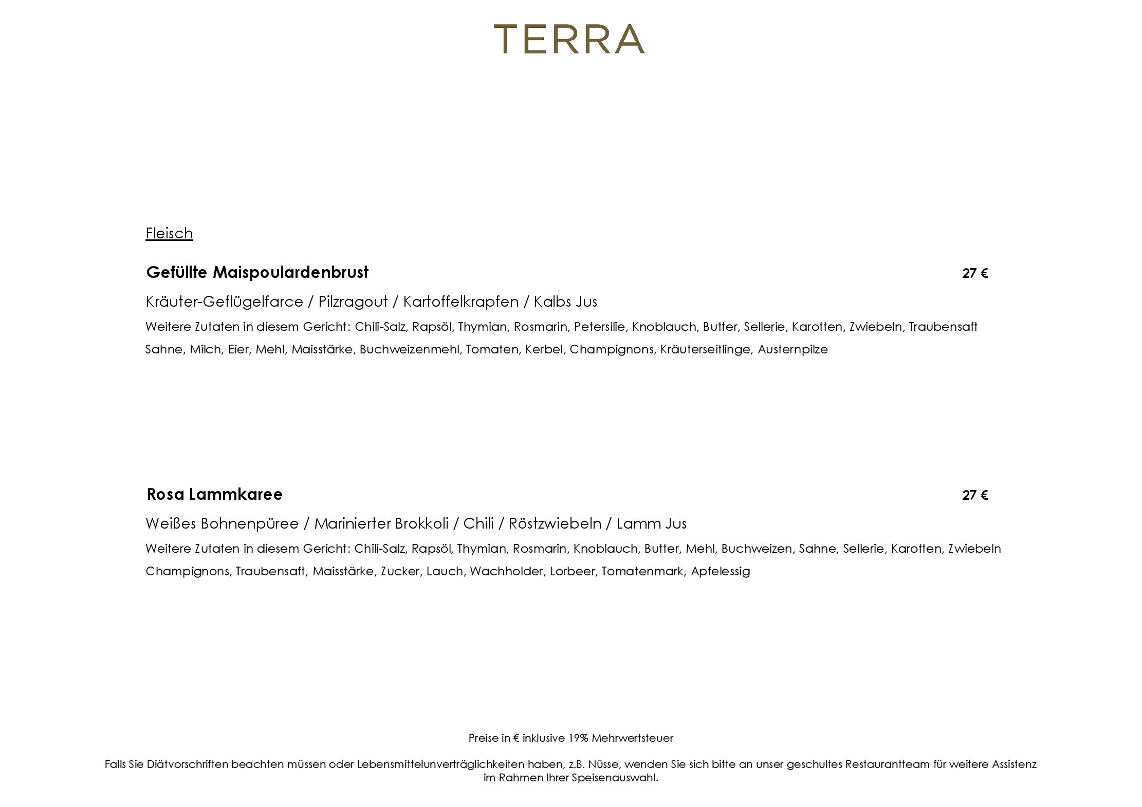 Speisekarte TERRA - The Ritz-Carlton, Wolfsburg in Wolfsburg, Seite 6