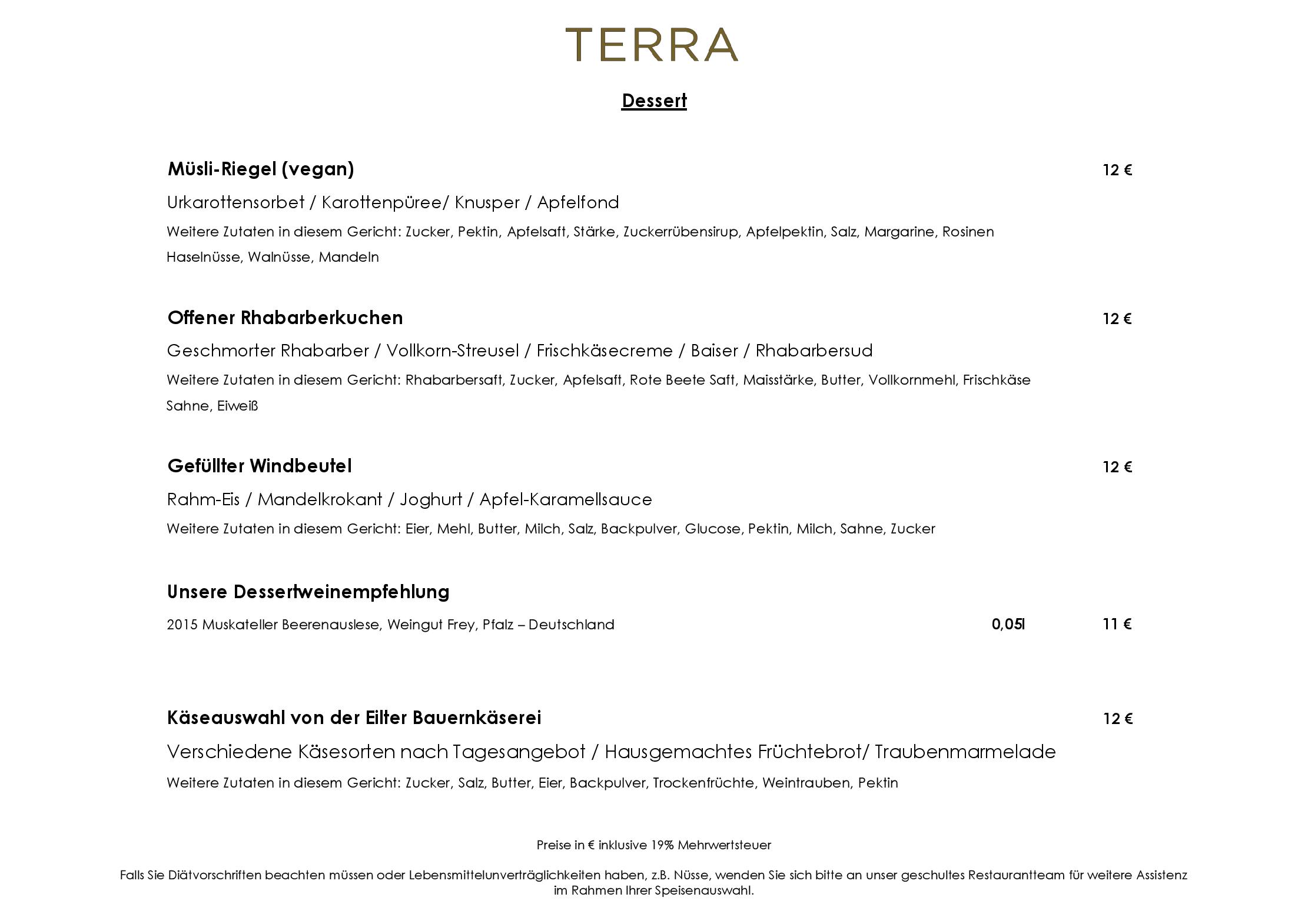 Speisekarte TERRA - The Ritz-Carlton, Wolfsburg in Wolfsburg, Seite 9